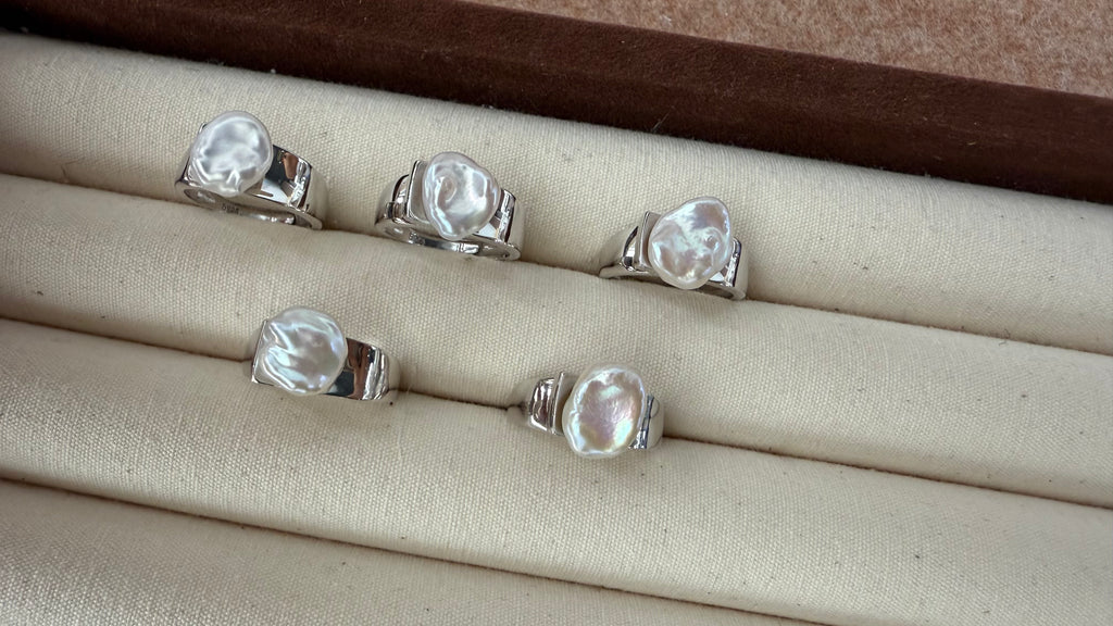 Baroque Pearl Silver Crest Ring
