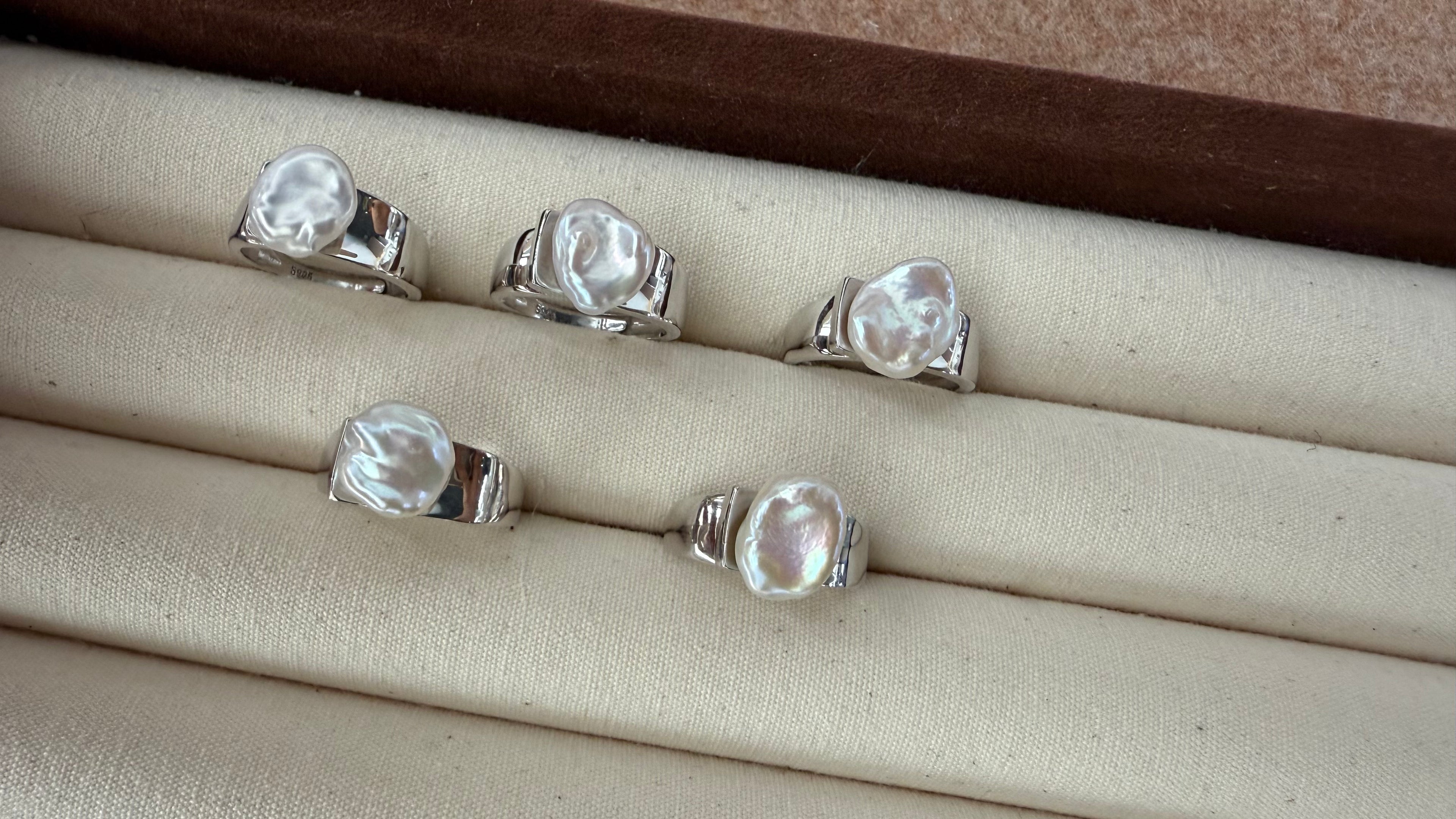 Baroque Pearl Silver Crest Ring