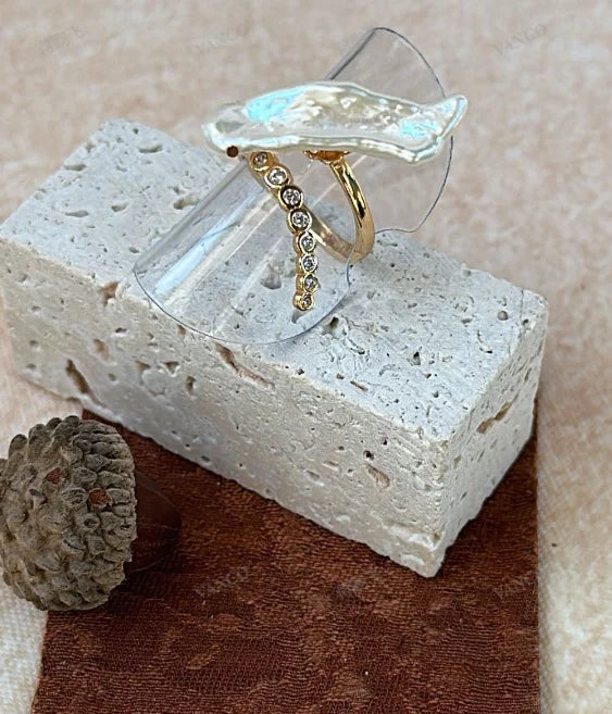 Slender Baroque Pearl Ring