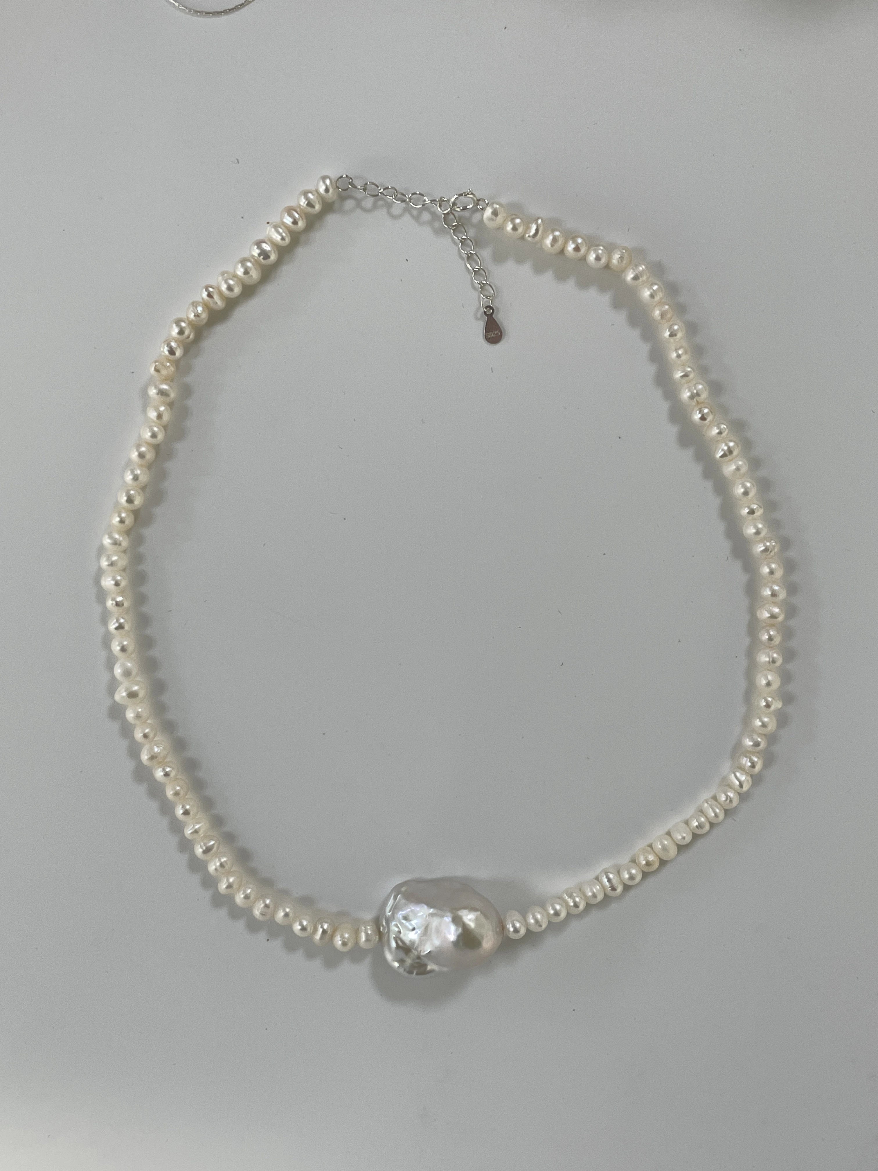 Large Baroque Natural Pearls Beaded Necklace