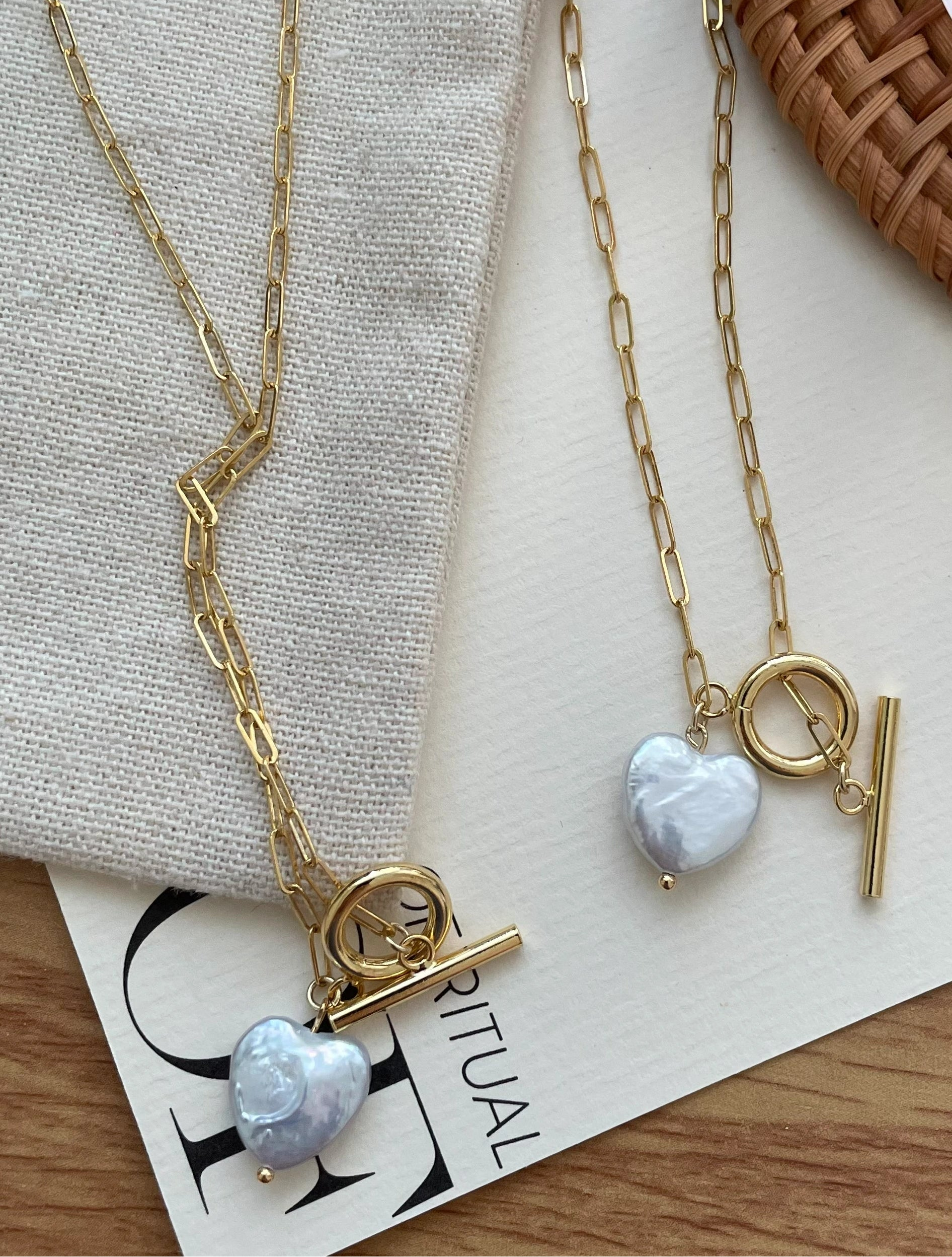 Heart Shaped Natural Baroque Pearl OT Clasp Necklace