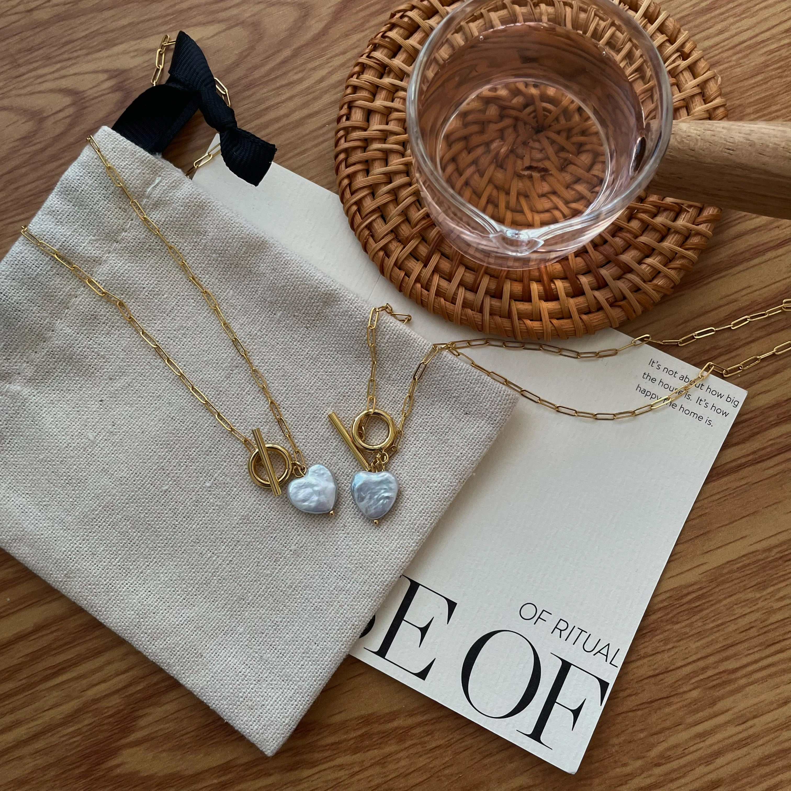 Heart Shaped Natural Baroque Pearl OT Clasp Necklace