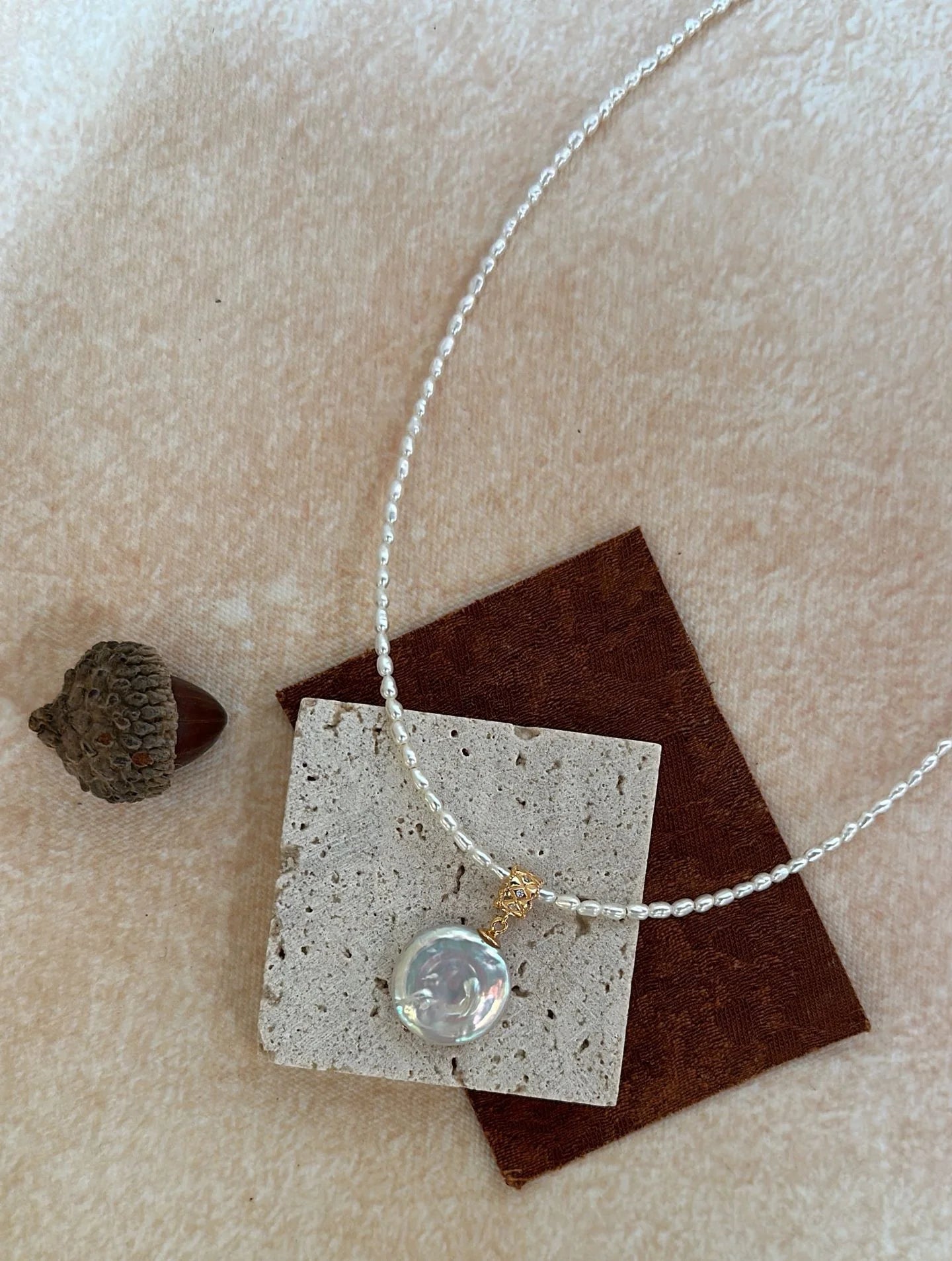 Roman Glow Woven Pearl Necklace