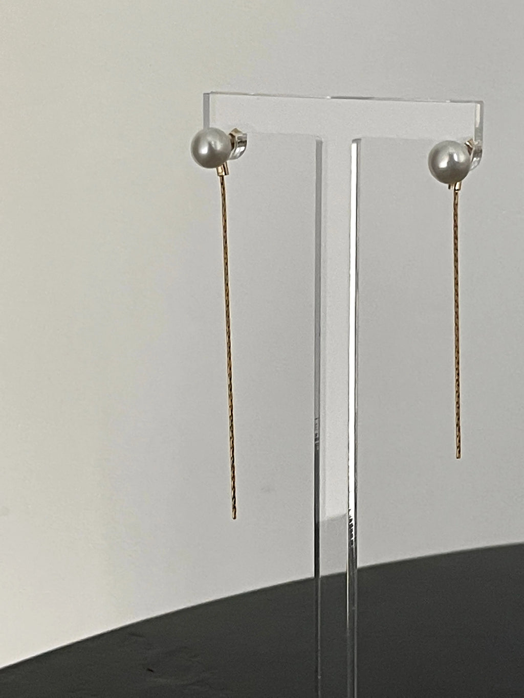 Simple Tassel  Pearl Earrings, 14k Gold Injection