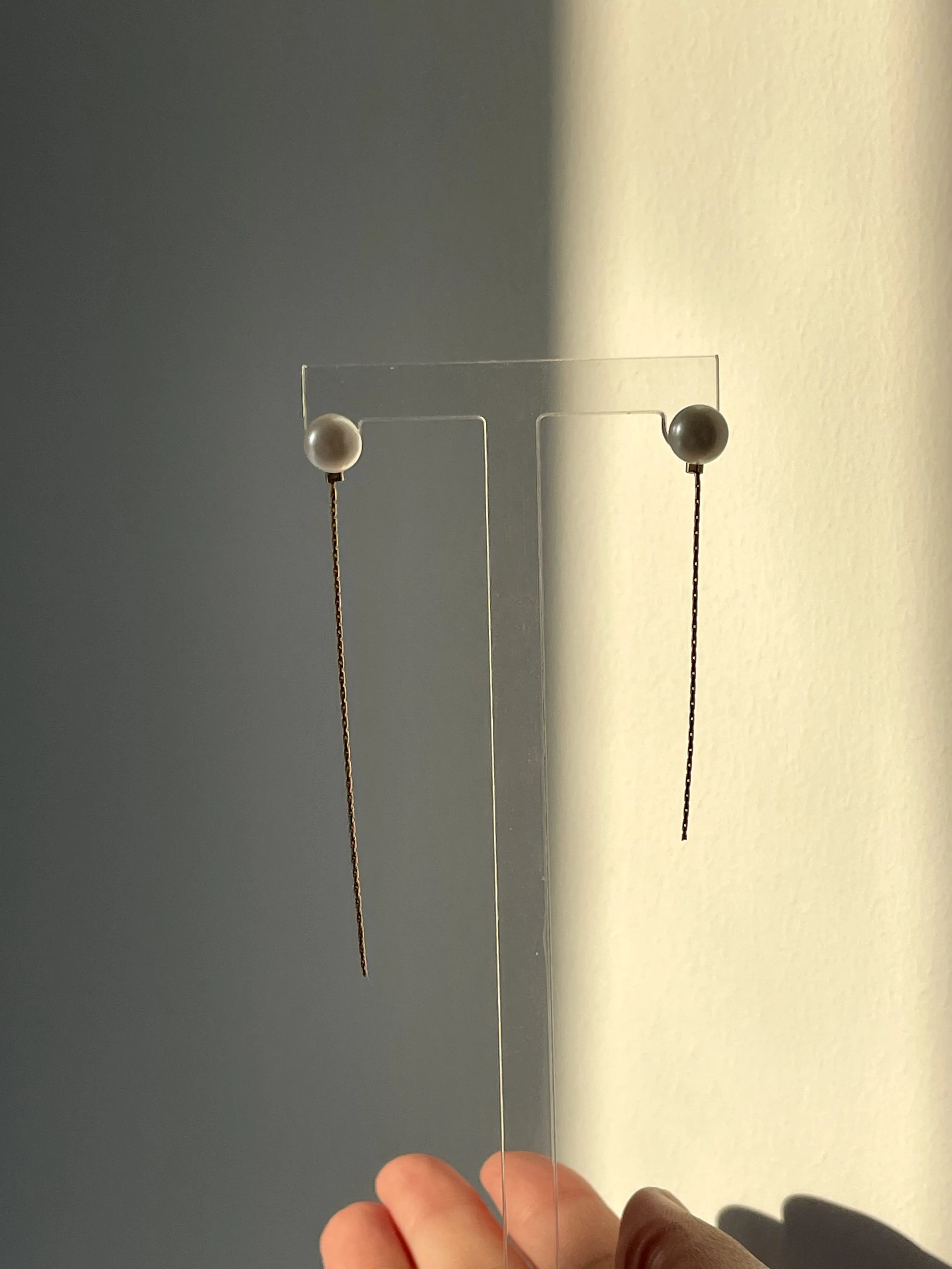 Simple Tassel  Pearl Earrings, 14k Gold Injection