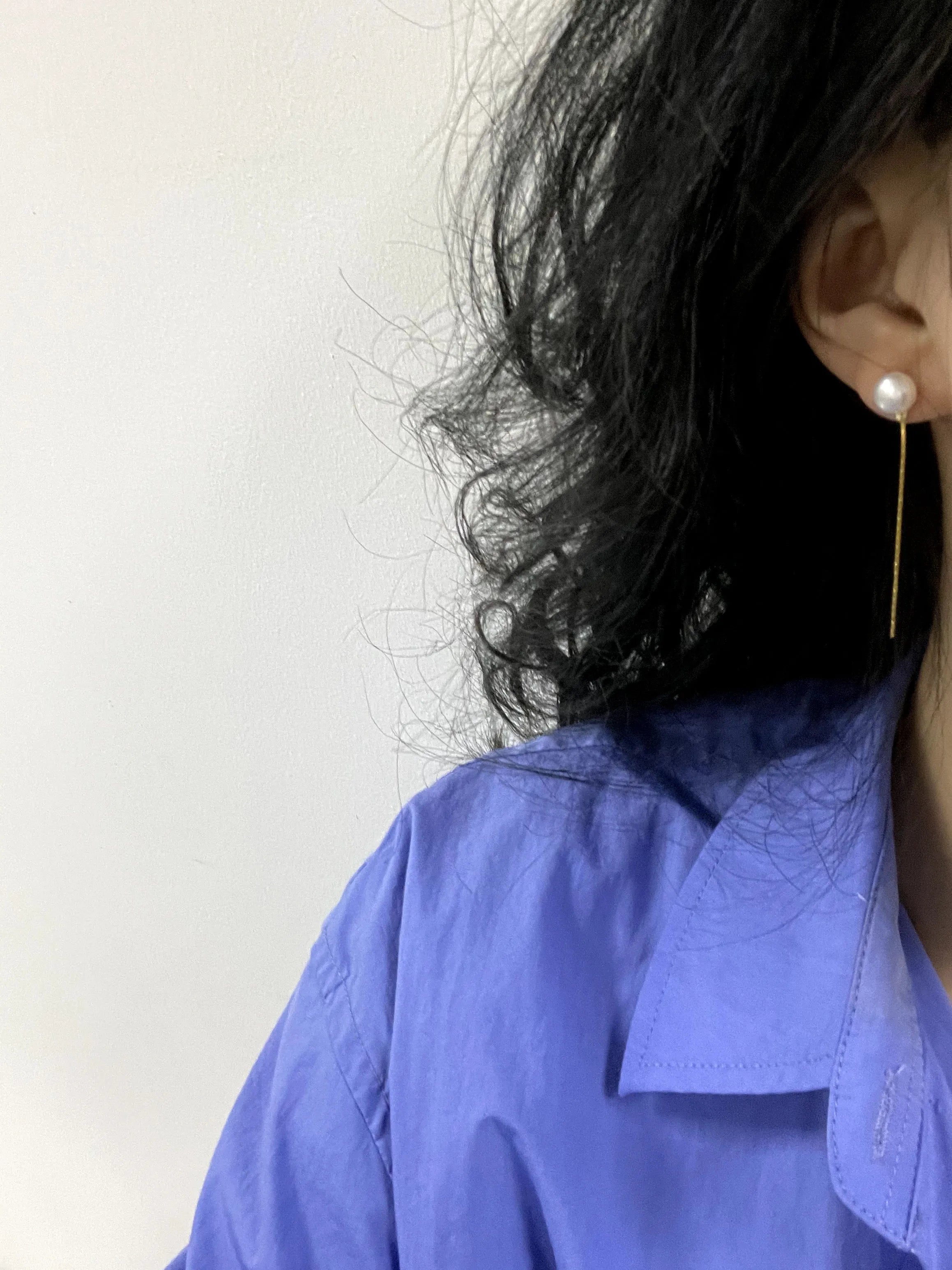 Simple Tassel  Pearl Earrings, 14k Gold Injection