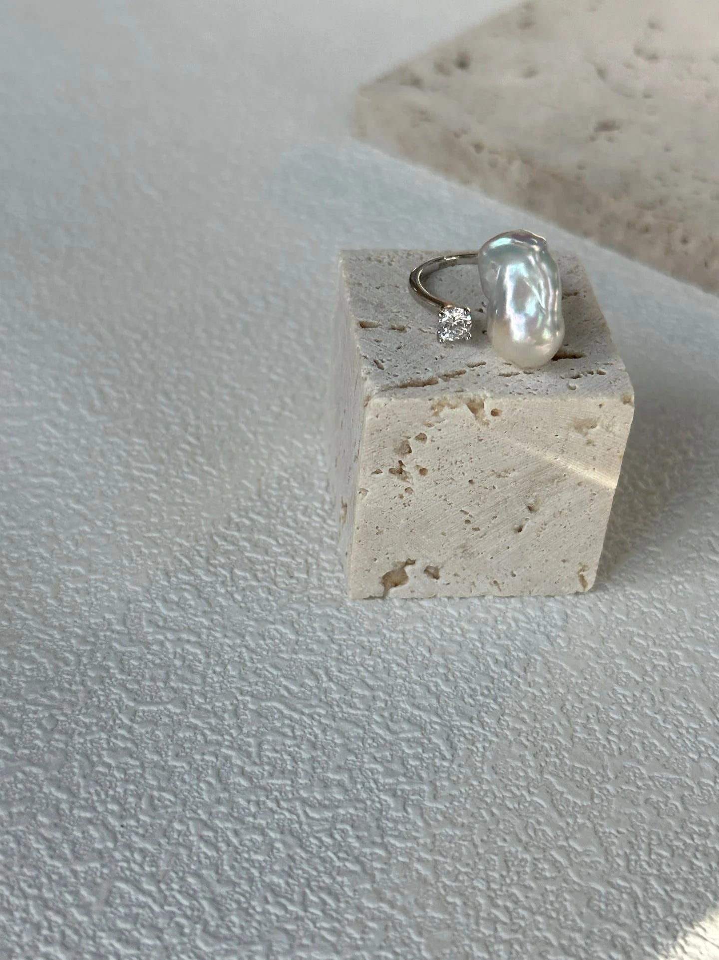 Silver-Blue Baroque Pearl Ring
