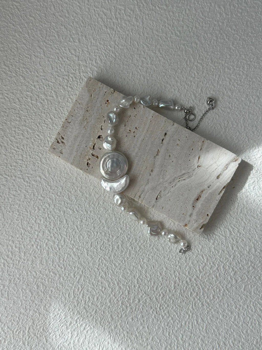 Floating Moon and Sun Natural Baroque Pearls Bracelet