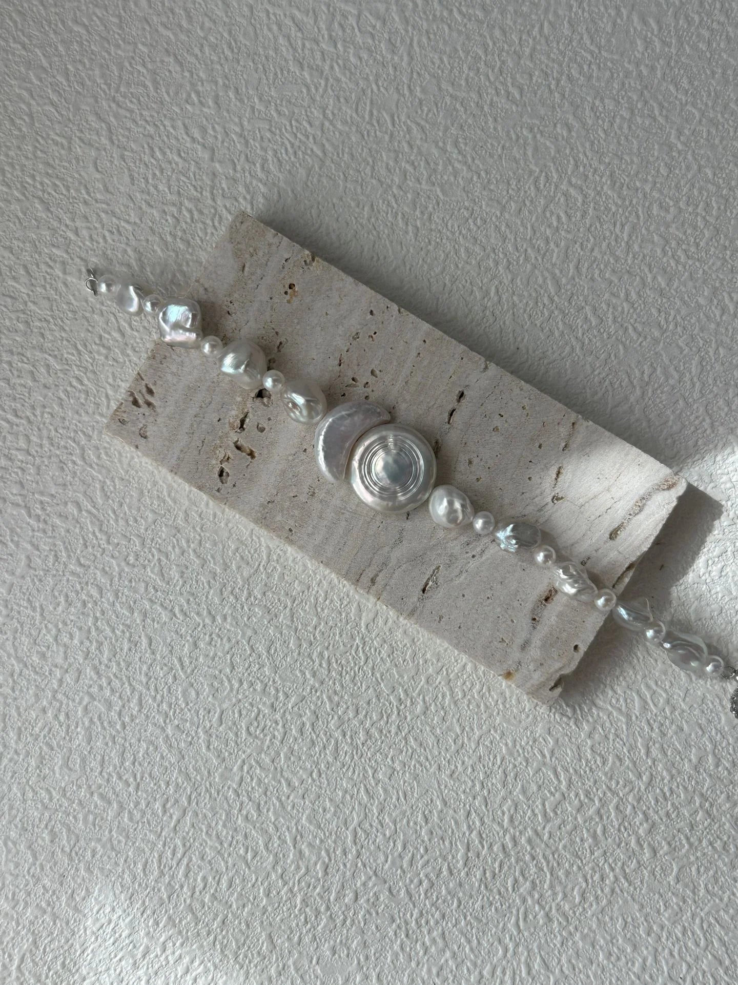 Floating Moon and Sun Natural Baroque Pearls Bracelet