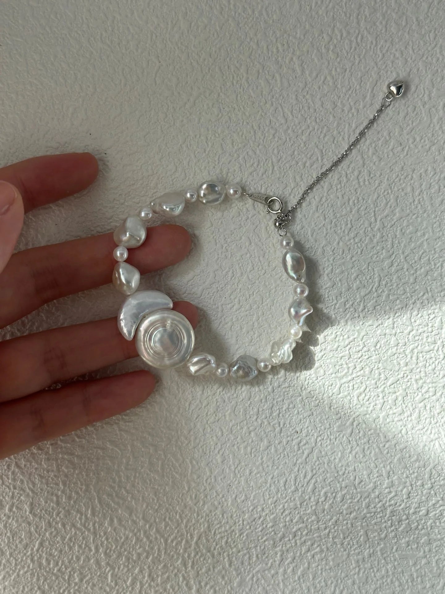 Floating Moon and Sun Natural Baroque Pearls Bracelet