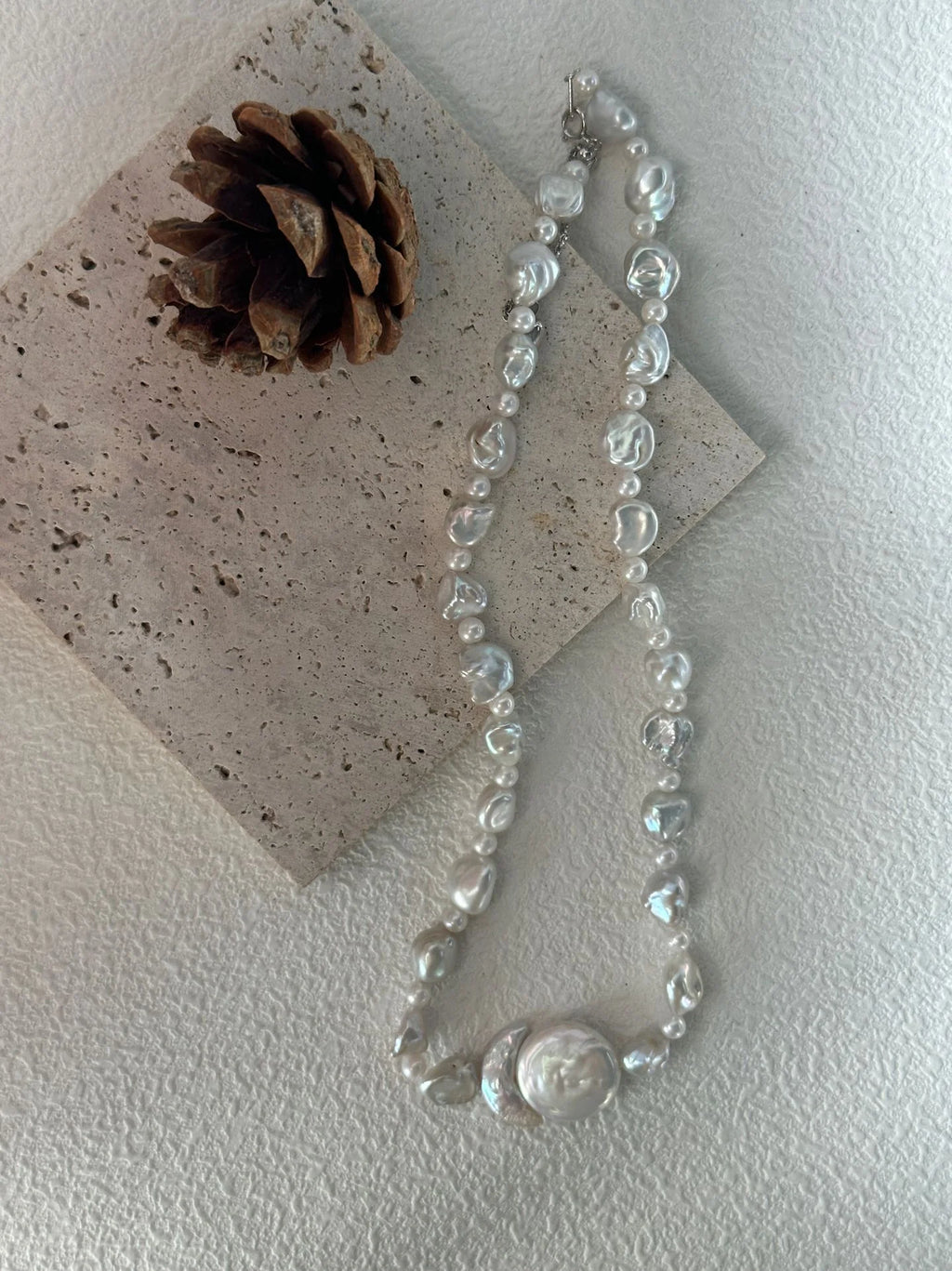 Sun & Moon Pearl Floated Energy Necklace