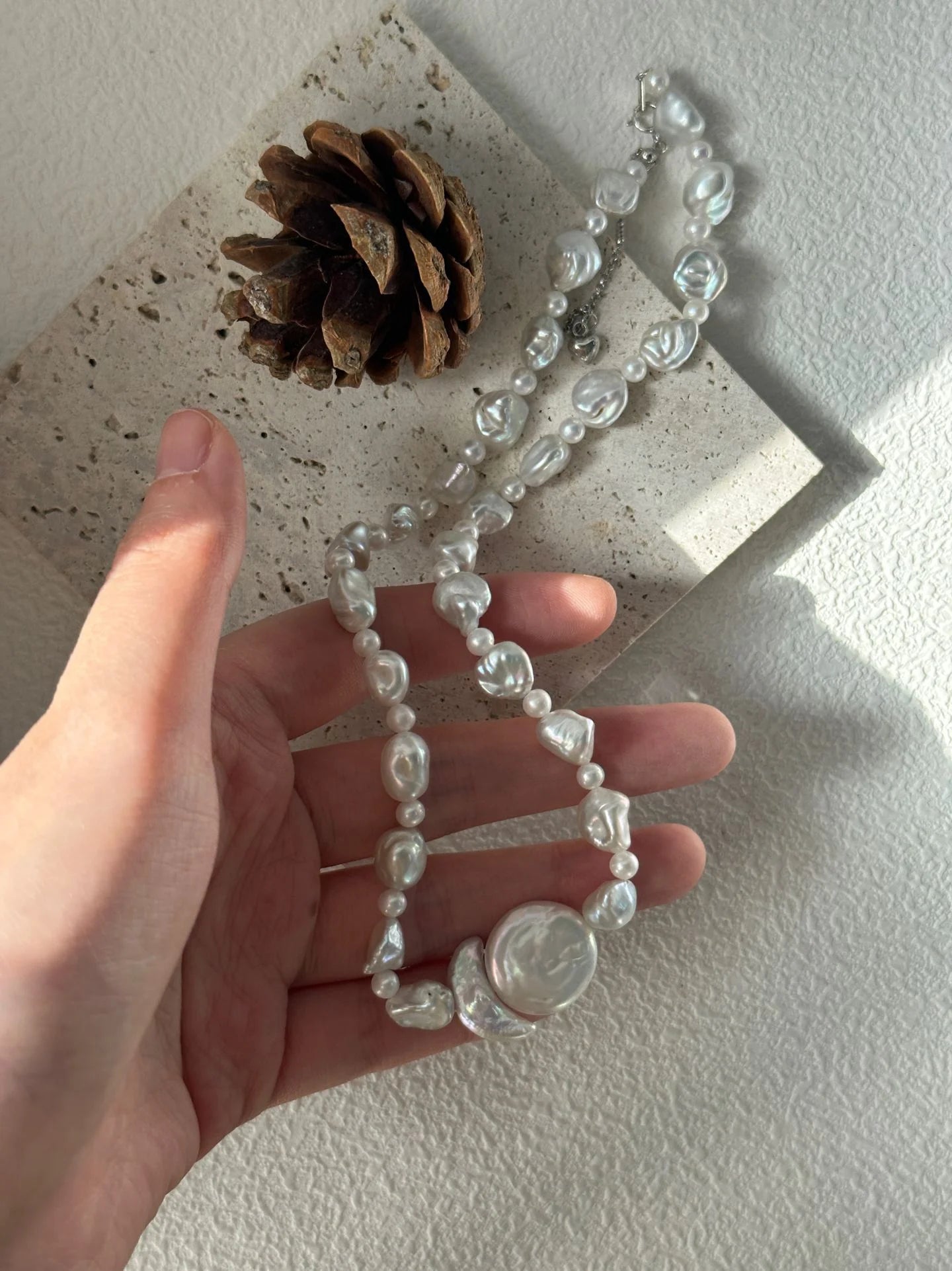 Sun & Moon Pearl Floated Energy Necklace