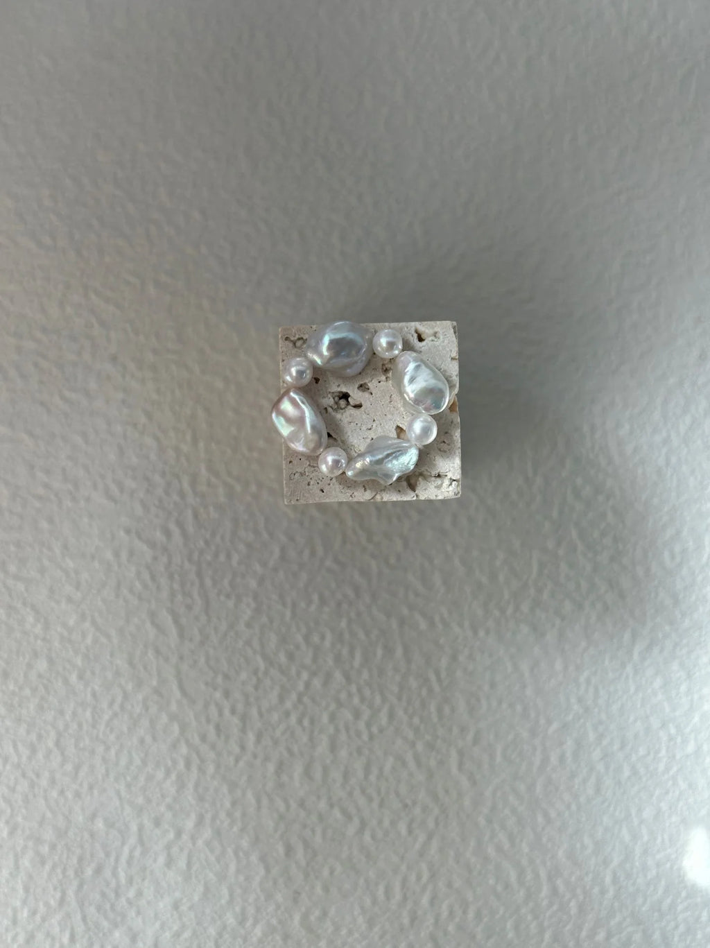 Floating Moon and Sun Natural Baroque Pearls Ring