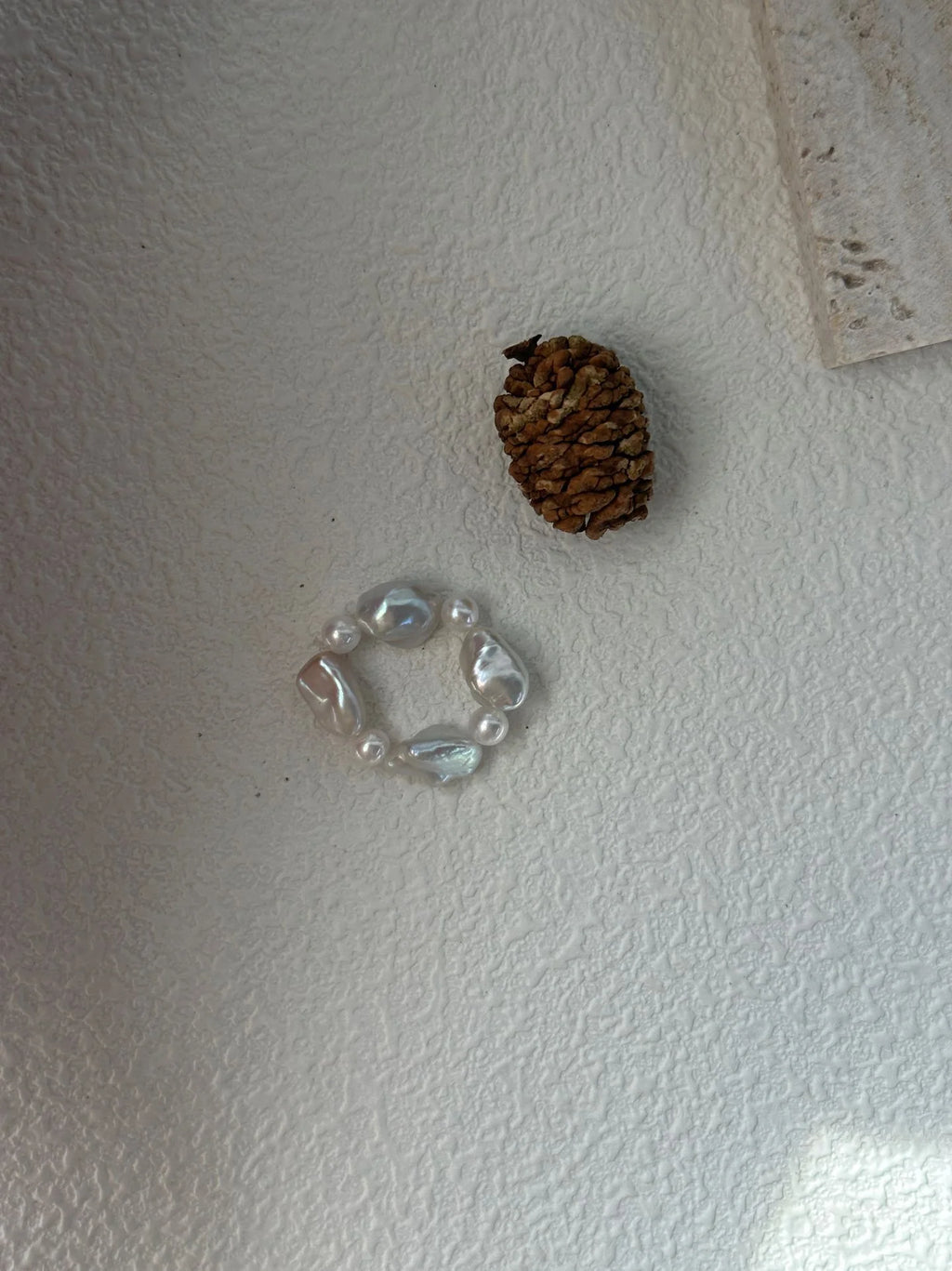 Floating Moon and Sun Natural Baroque Pearls Ring