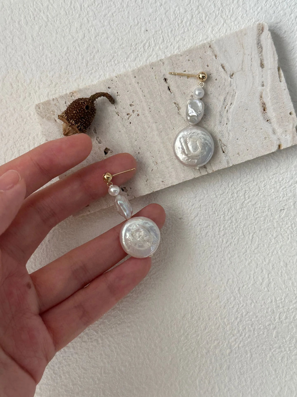 Athena's Baroque Disc Pearl Drop