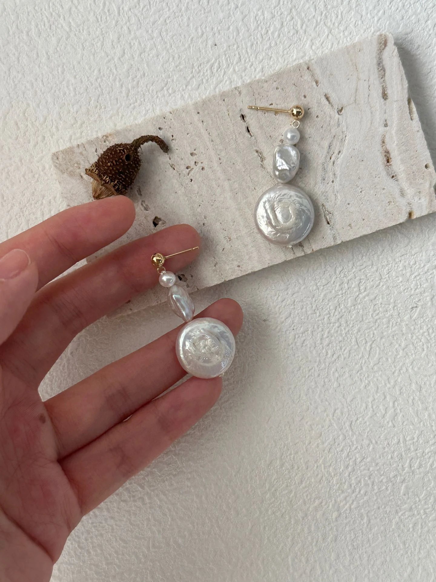 Athena's Baroque Disc Pearl Drop