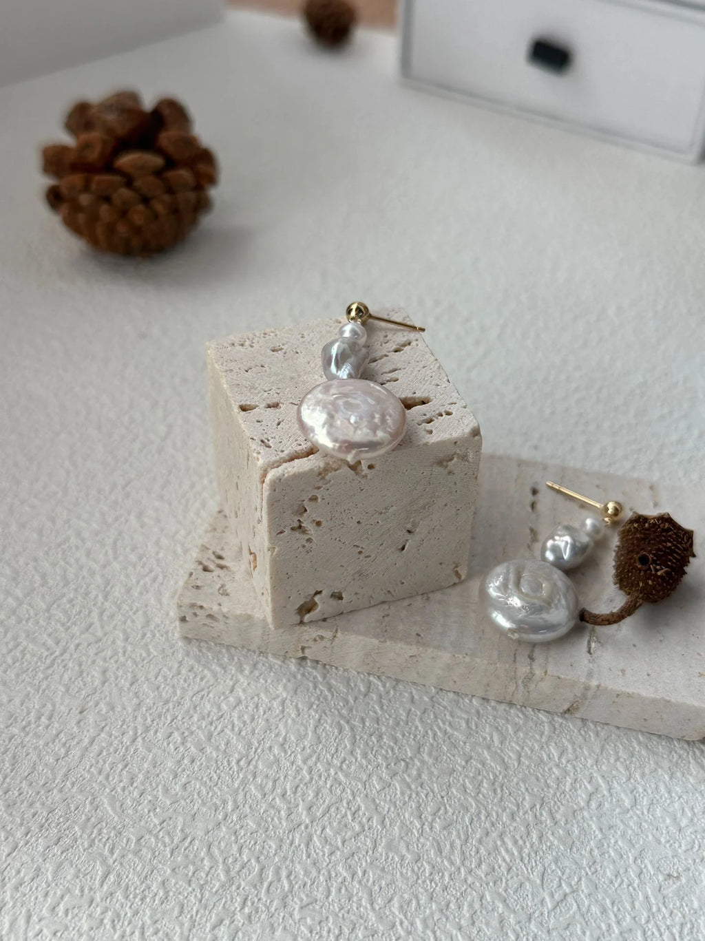 Athena's Baroque Disc Pearl Drop
