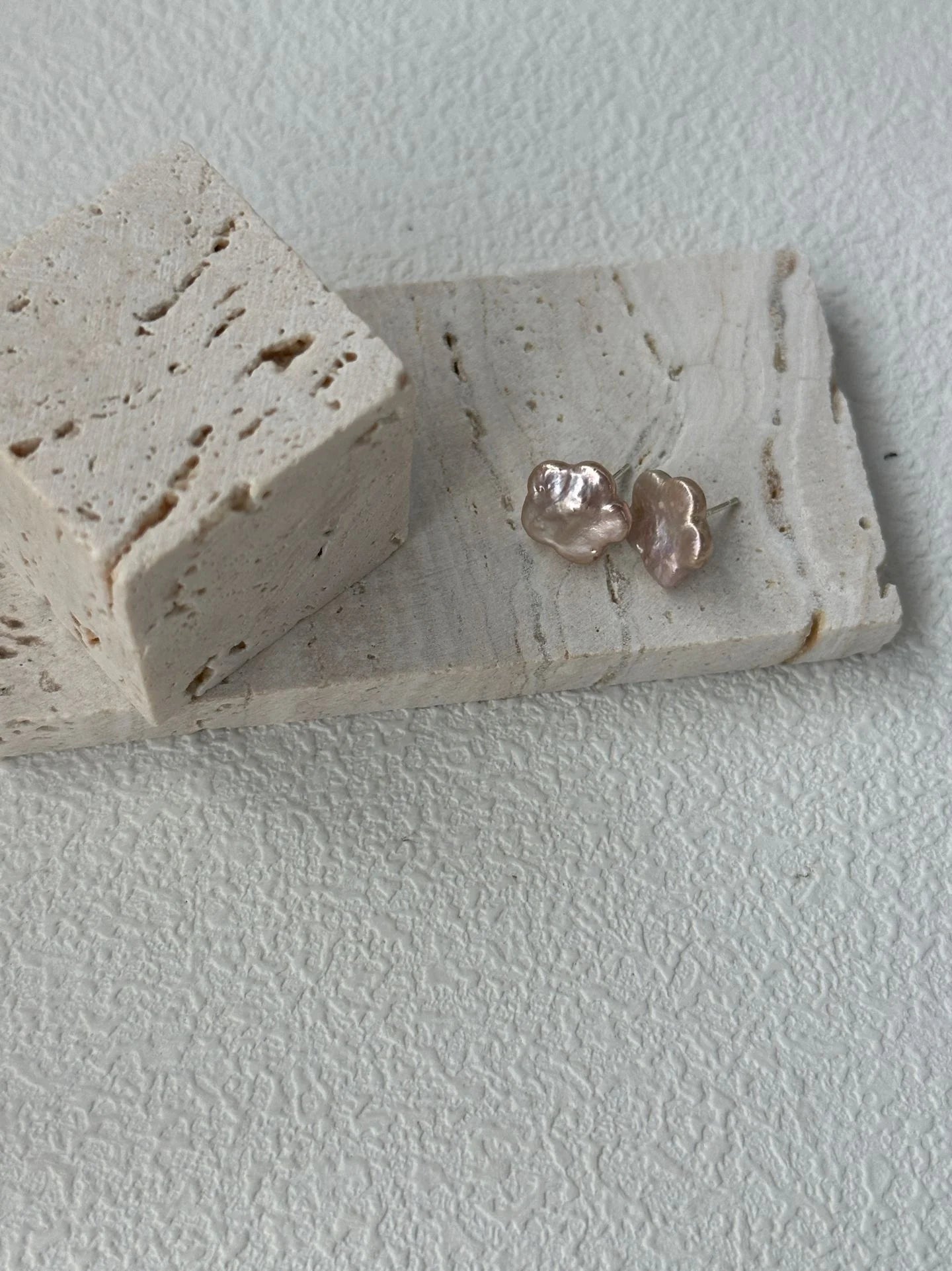 Blush Petal  Baroque Pearl Studs