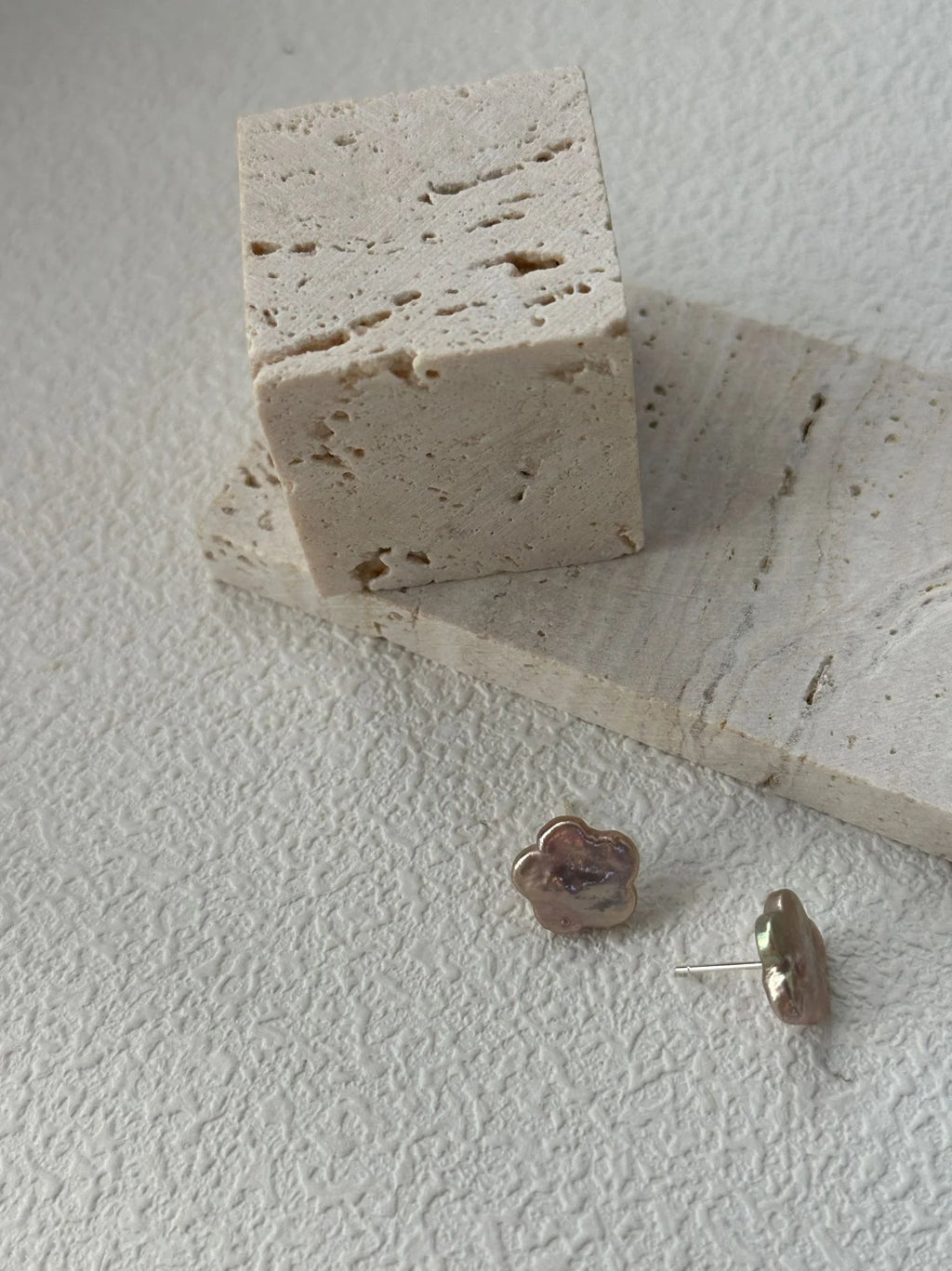 Blush Petal  Baroque Pearl Studs