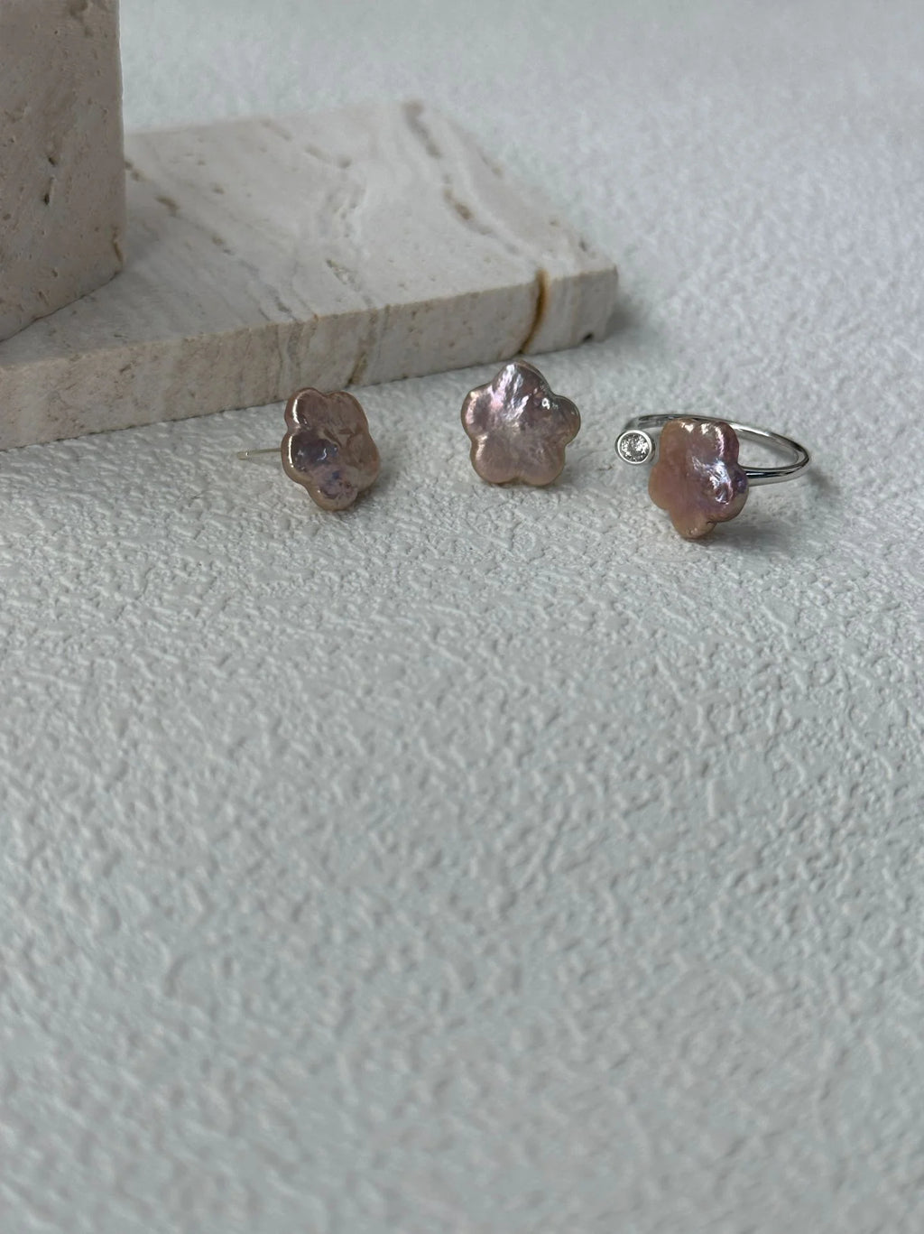 Blush Petal  Baroque Pearl Studs