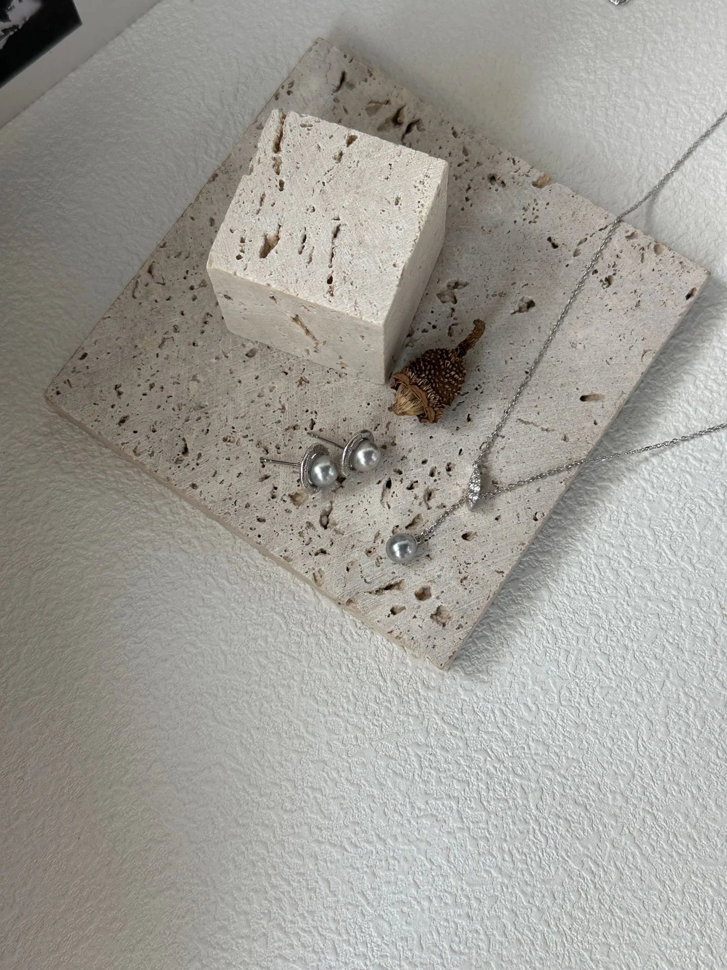 Silver-Grey Madama Classic  Pearl Hoops Earrings