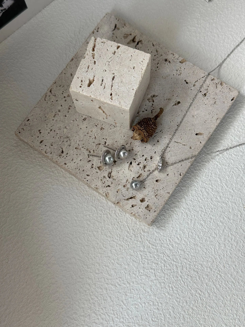 Silver-Grey Madama Classic  Pearl Hoops Earrings