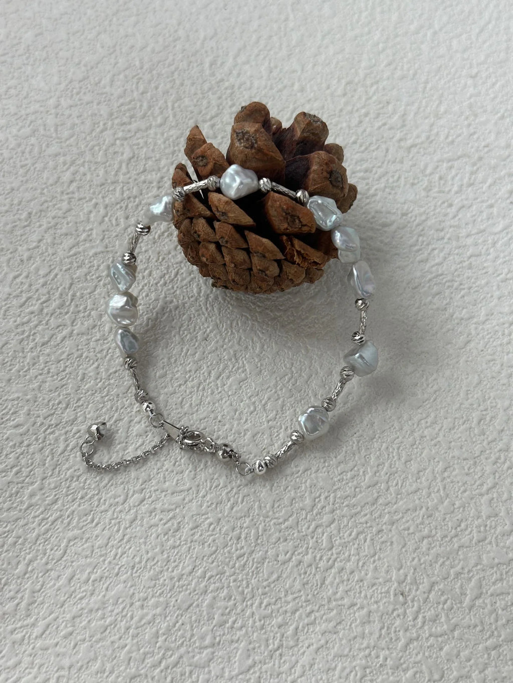 Silver Shard Baroque Pearl Bracelet