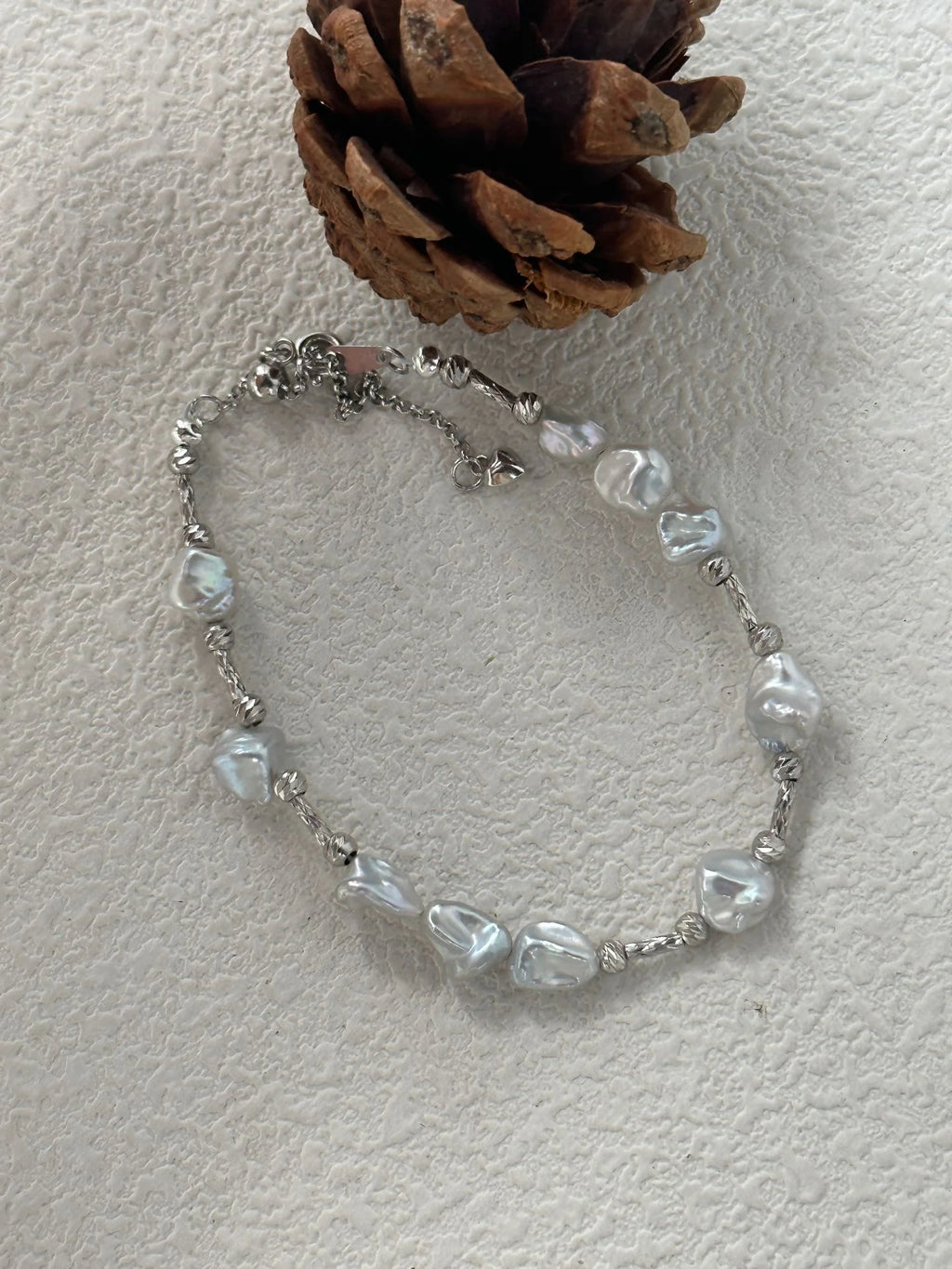 Silver Shard Baroque Pearl Bracelet