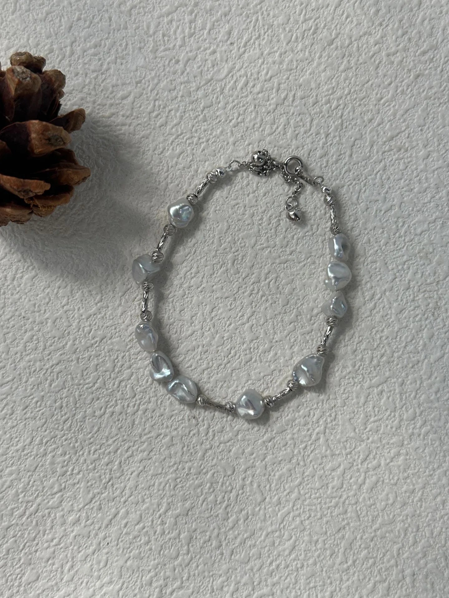 Silver Shard Baroque Pearl Bracelet