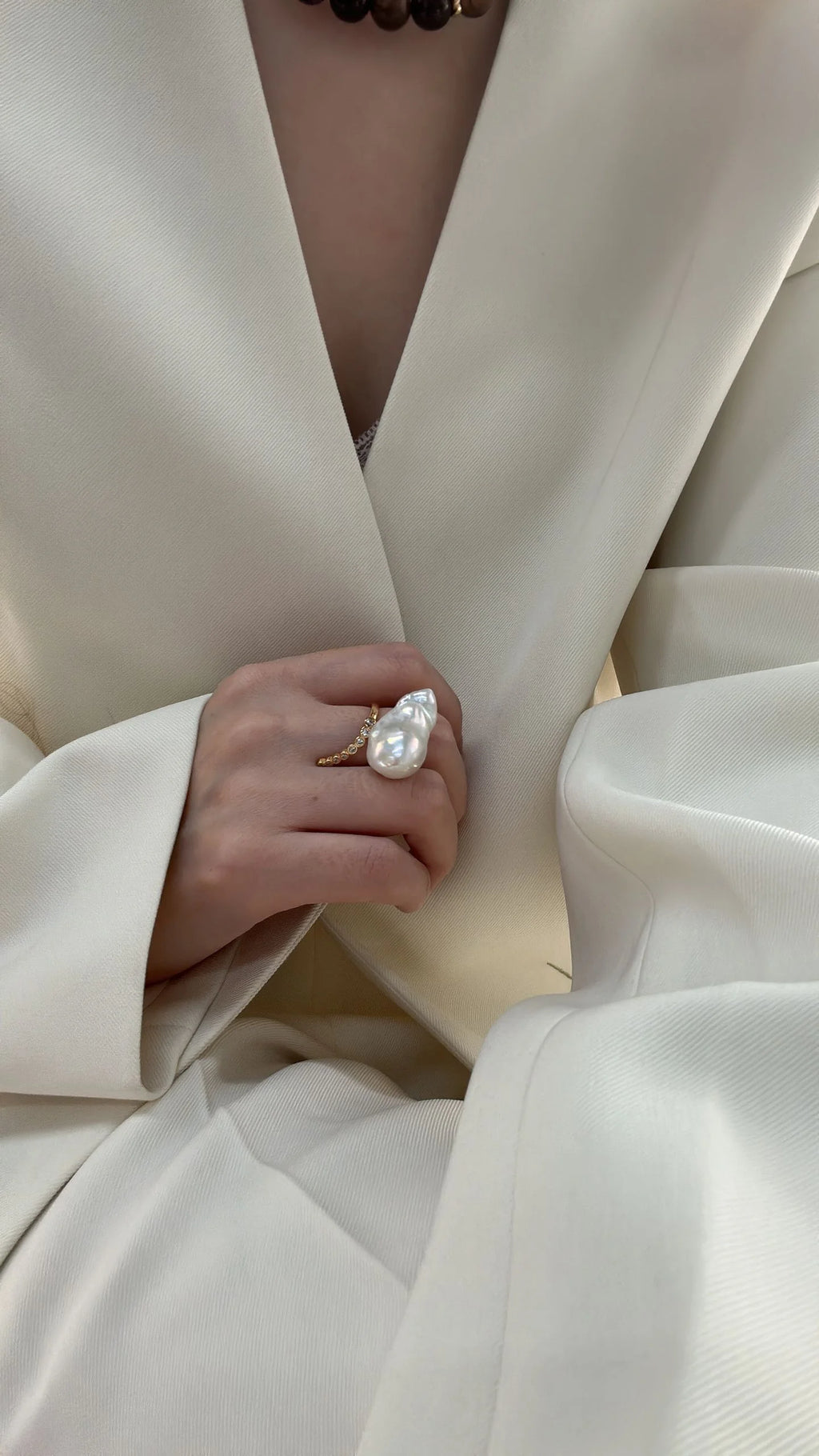 Golden Irregular Baroque Pearl Ring