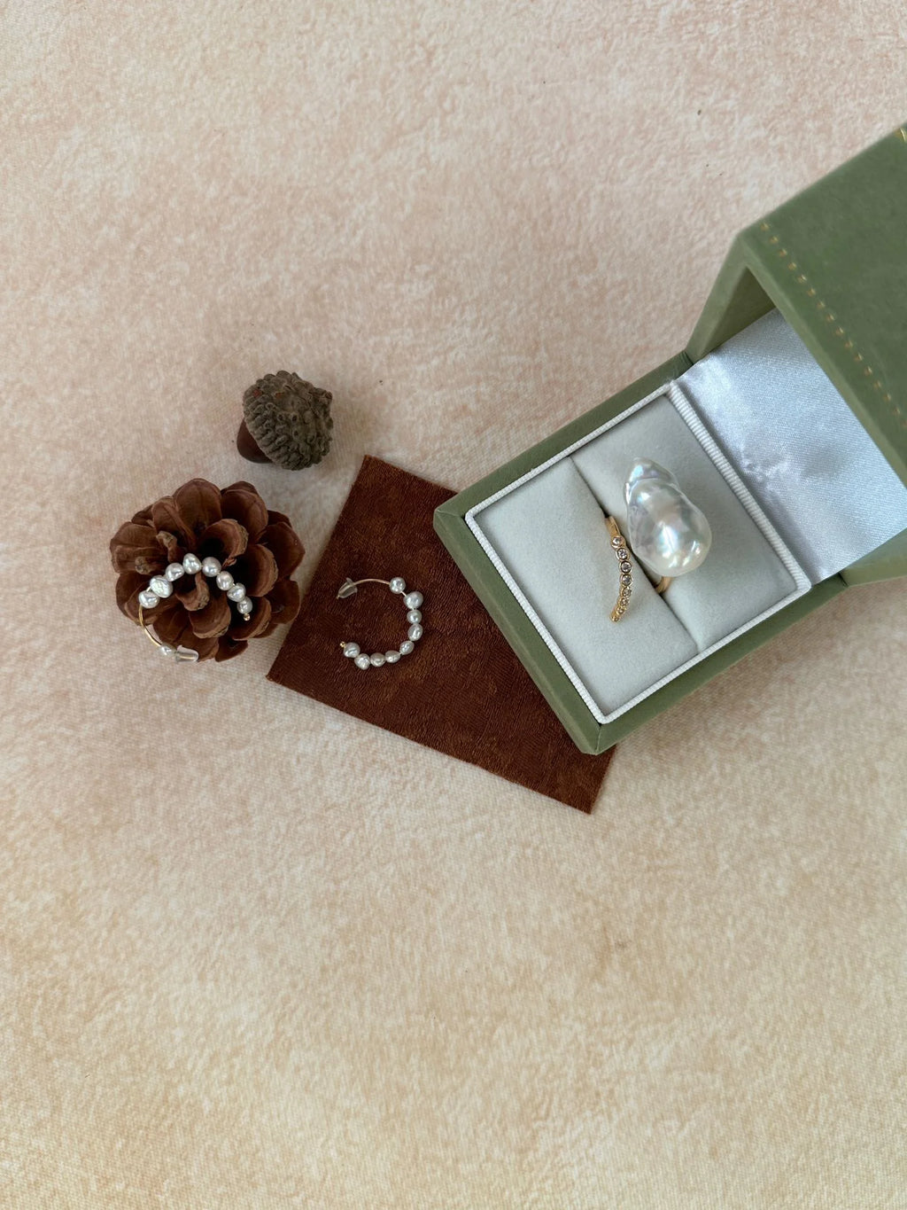 Golden Irregular Baroque Pearl Ring