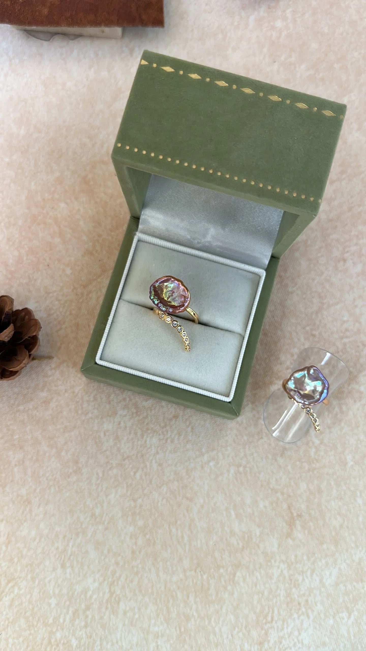 Rainbow Ruffle Baroque Pearl Ring