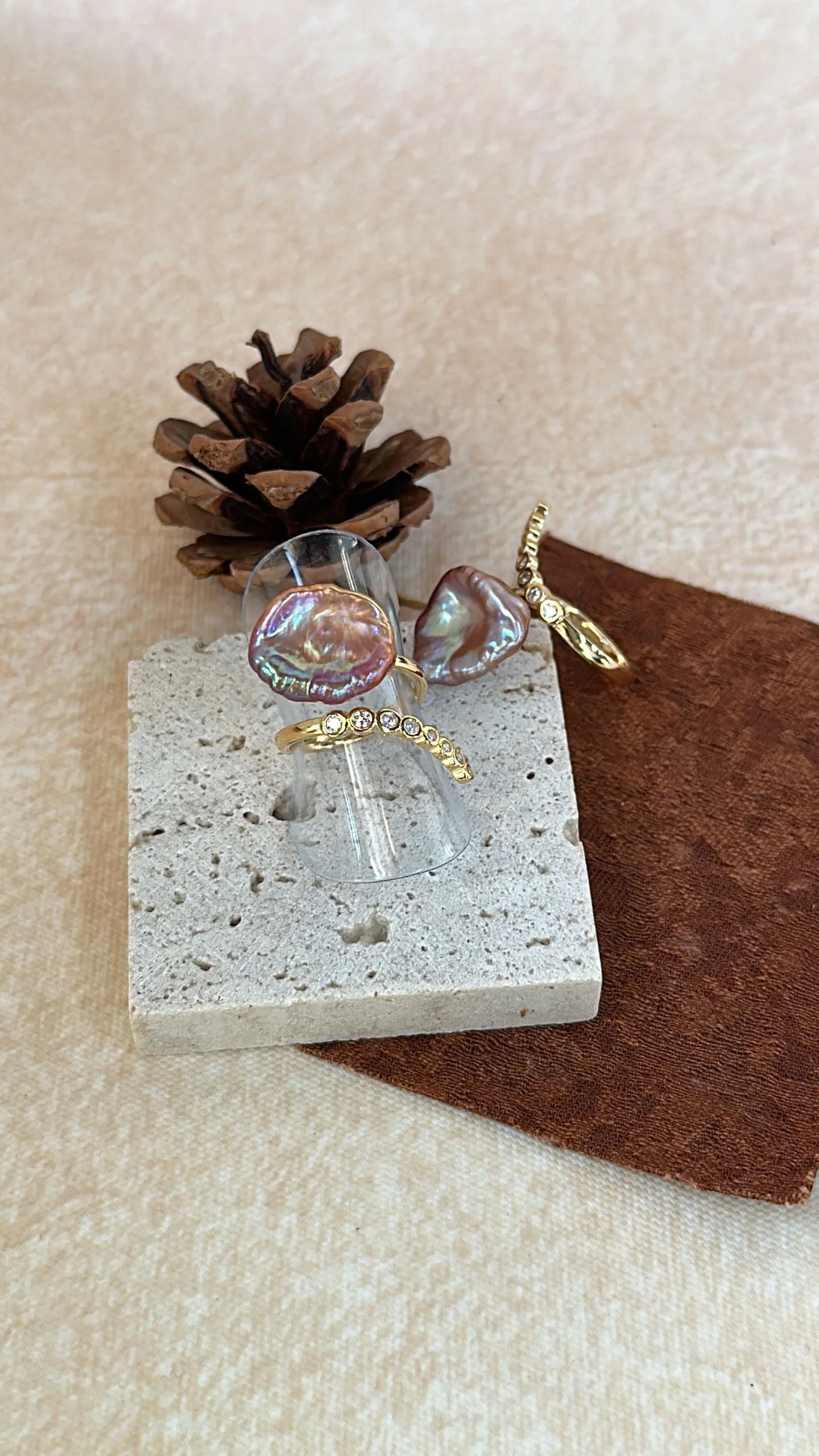 Rainbow Ruffle Baroque Pearl Ring