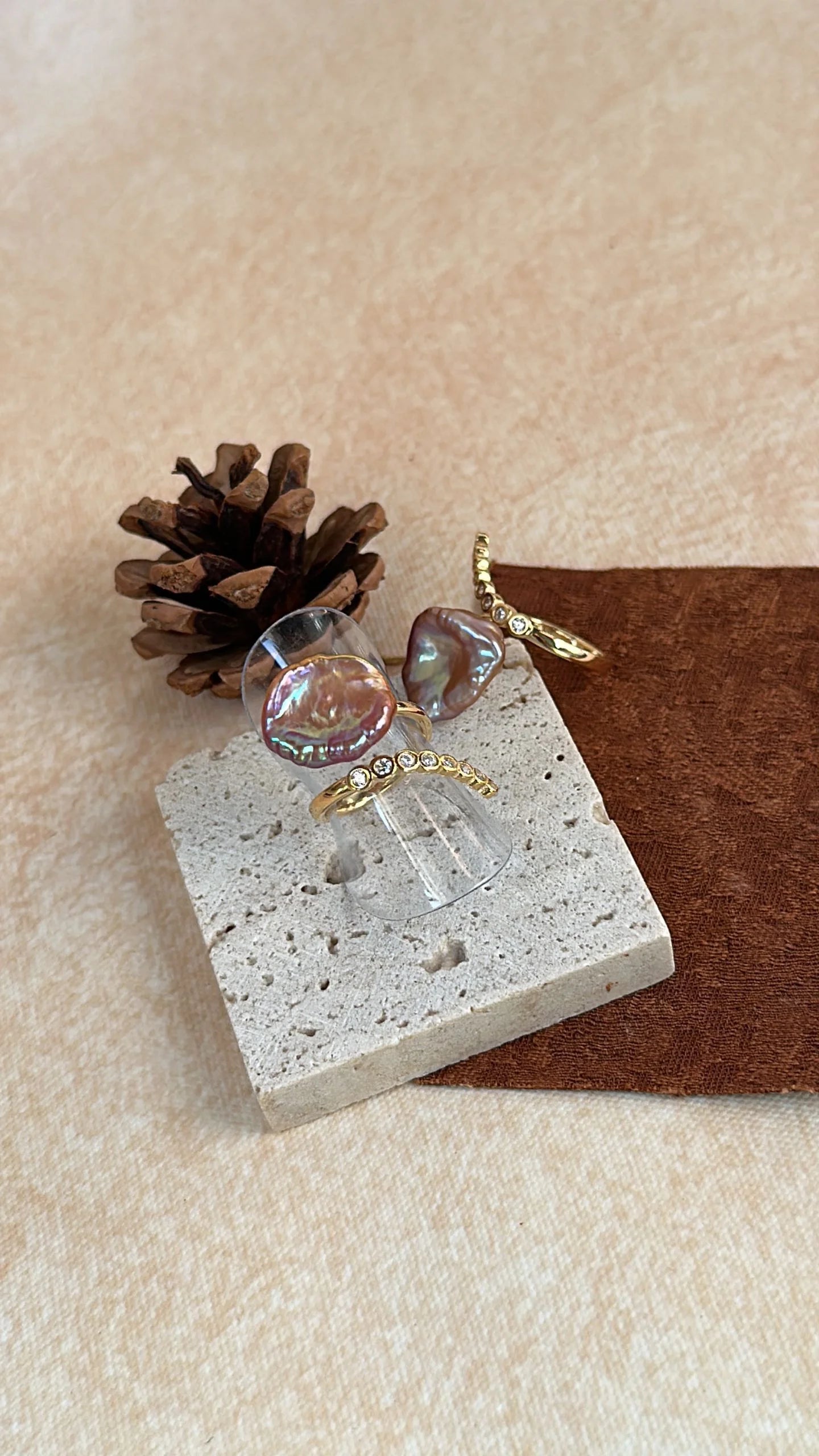 Rainbow Ruffle Baroque Pearl Ring