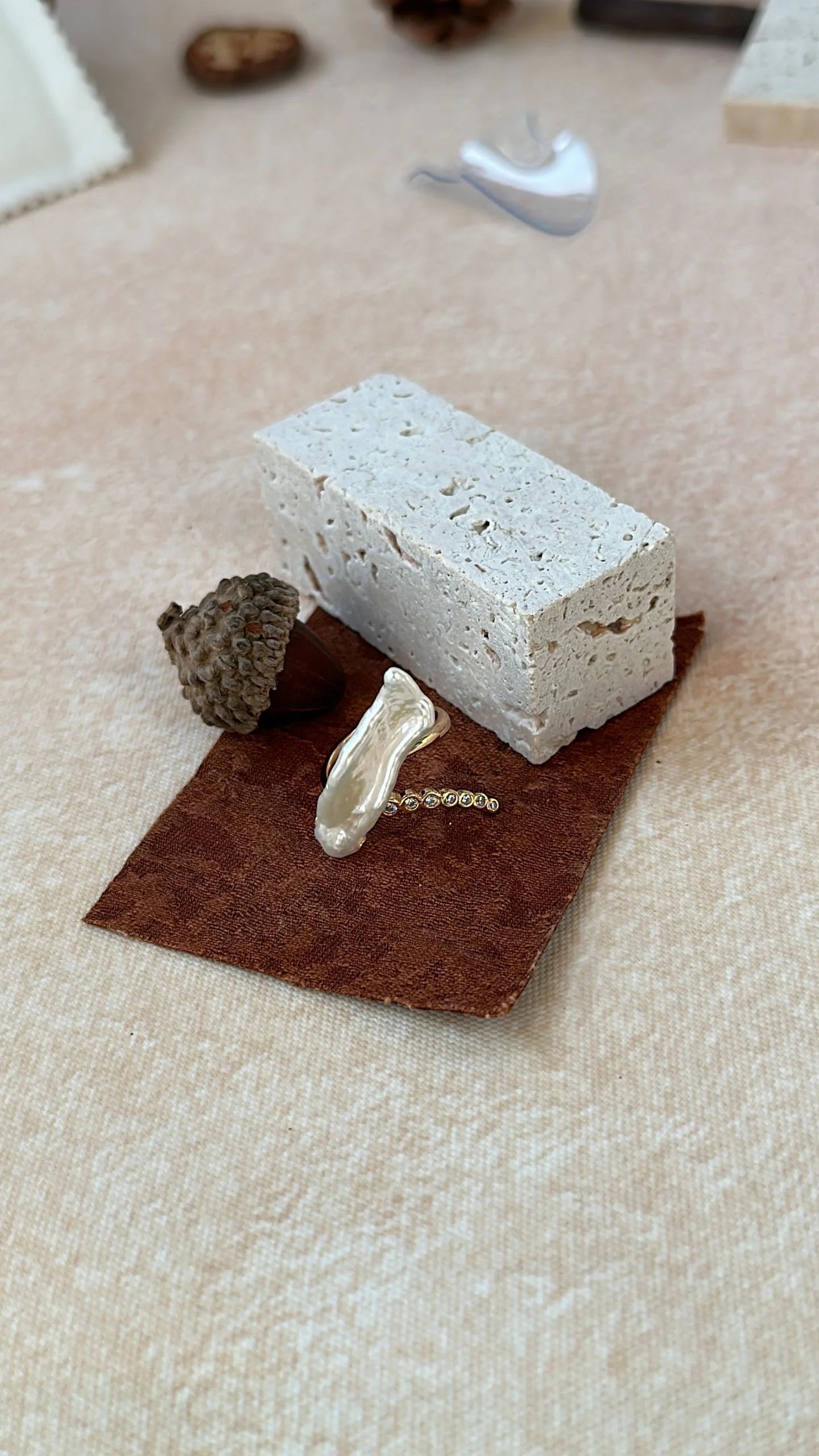 Slender Baroque Pearl Ring