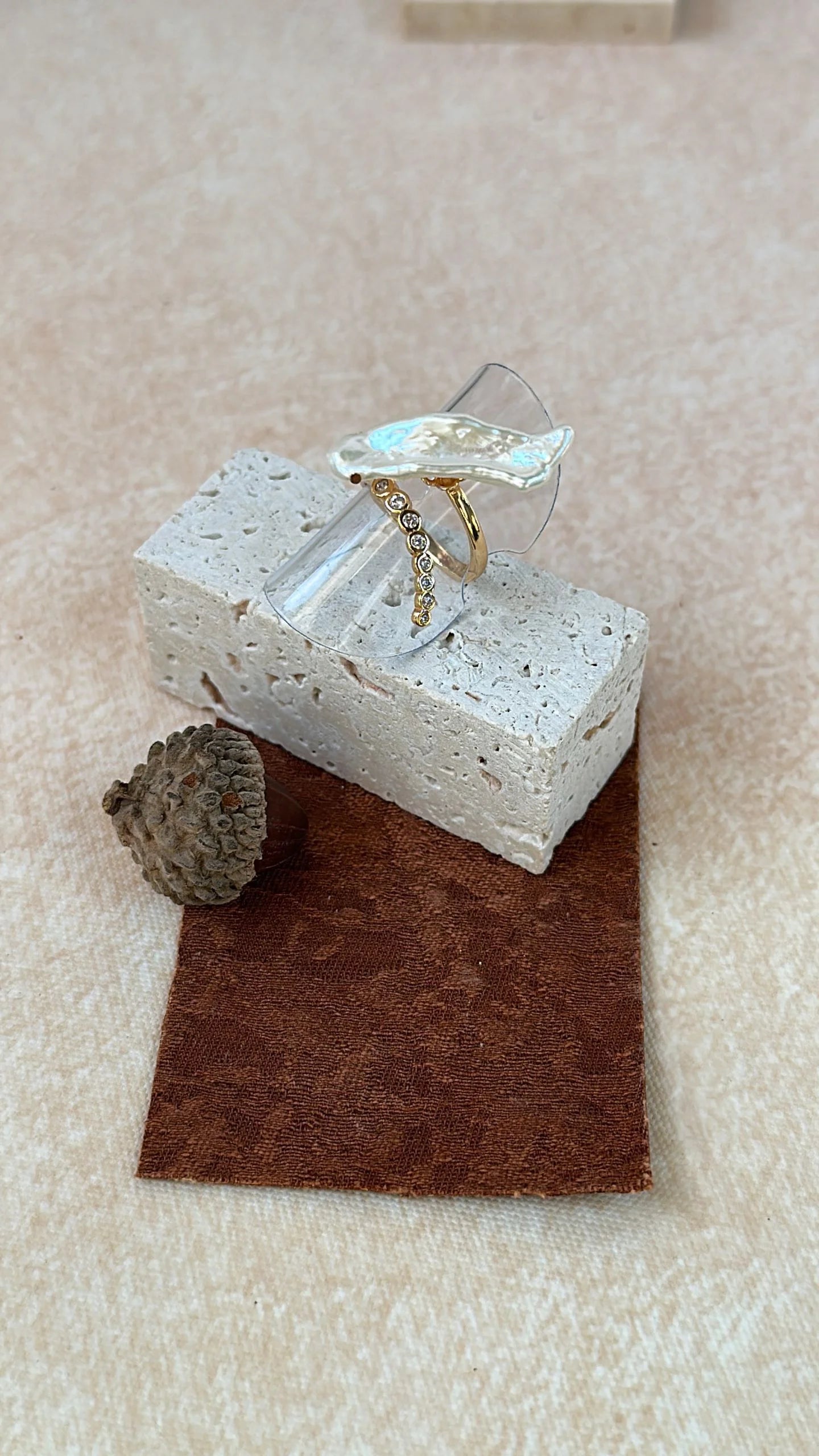 Slender Baroque Pearl Ring