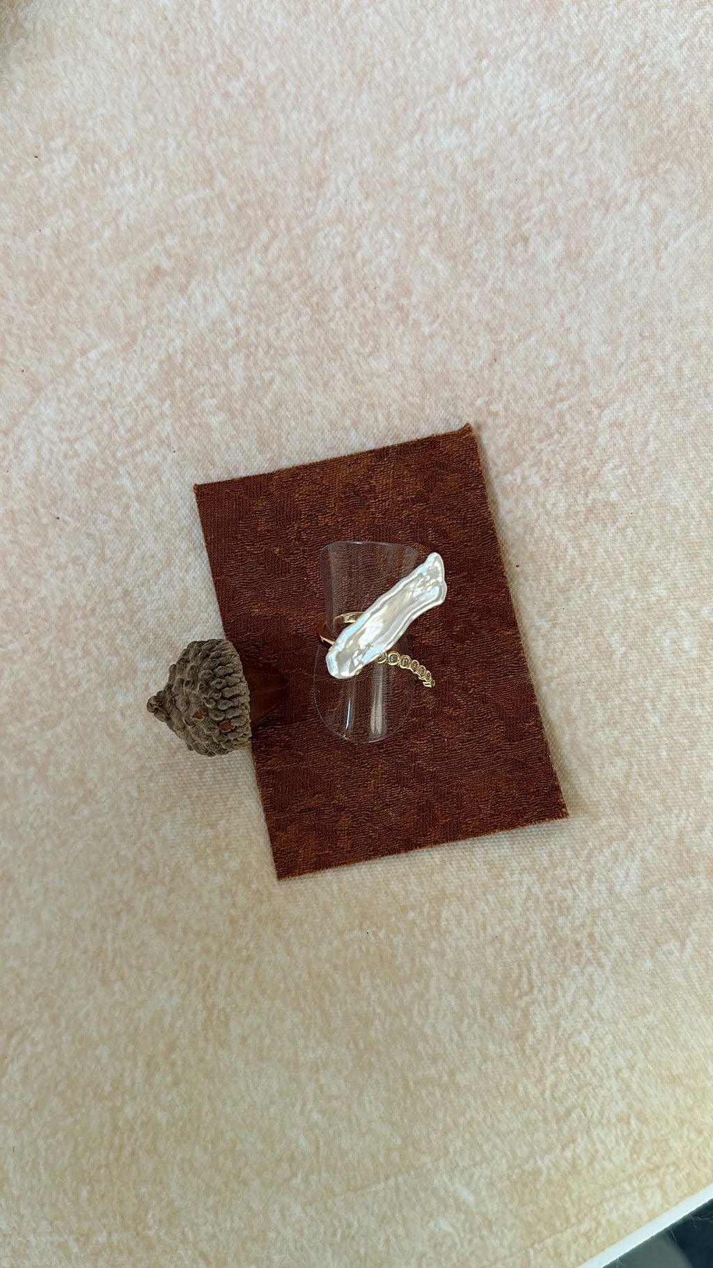 Slender Baroque Pearl Ring