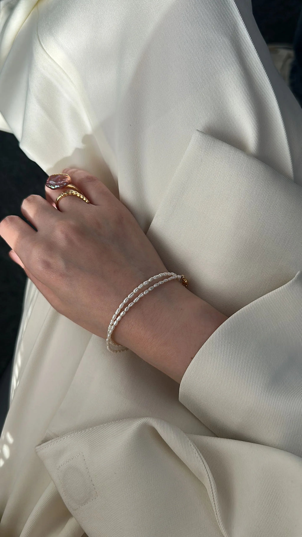 Double Layer Gold keshi Baroque Pearl Bracelet