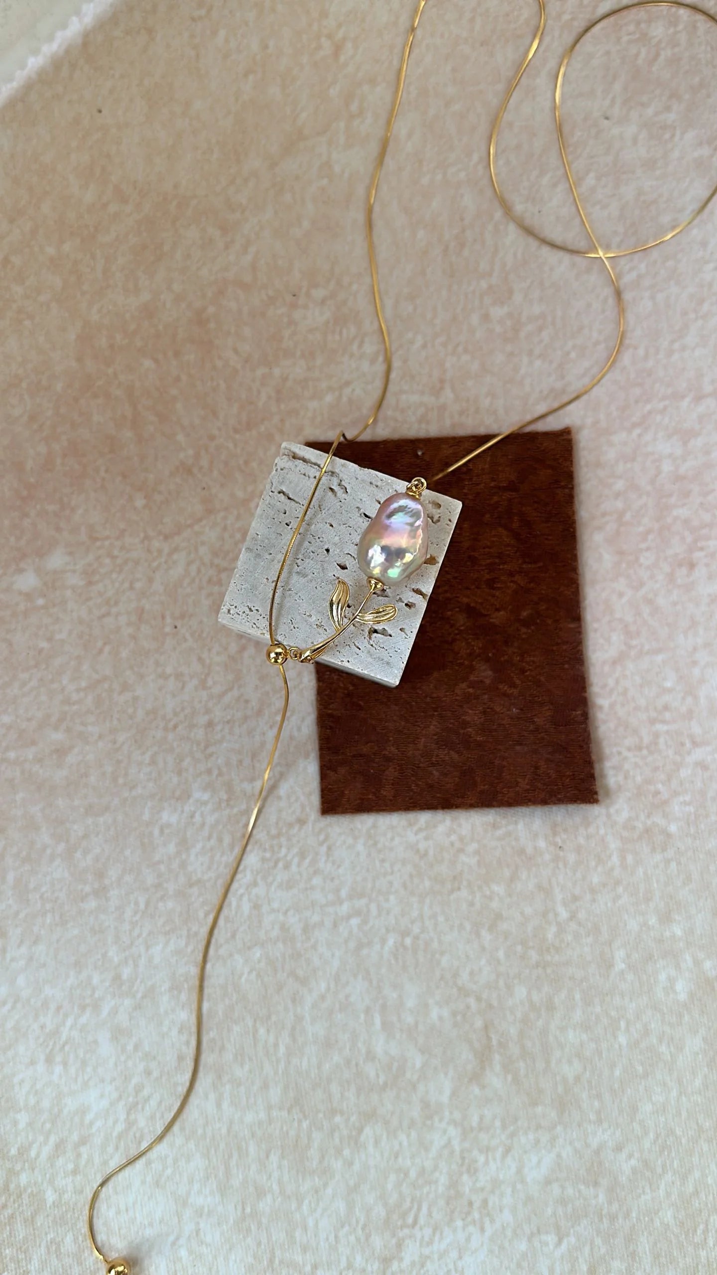 Romantic Rose Twig Pearl Necklace