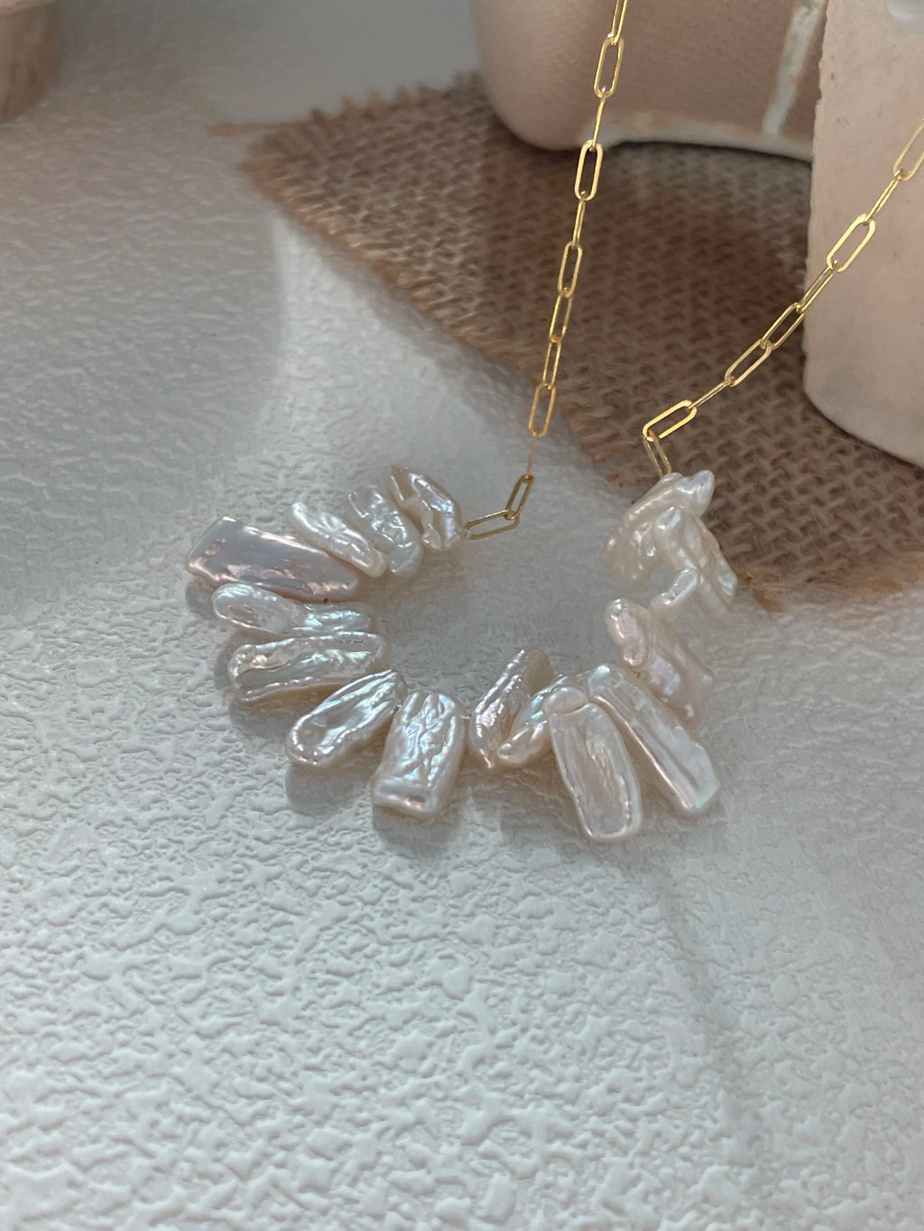 Sunflower Petal Shards Baroque Pearl Necklace