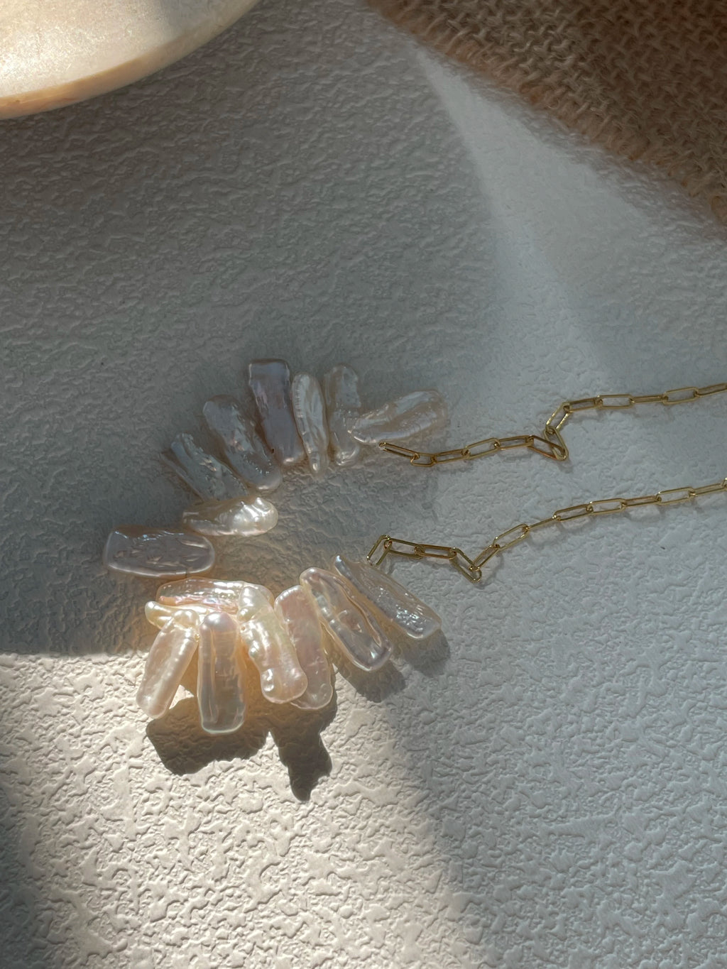 Sunflower Petal Shards Baroque Pearl Necklace