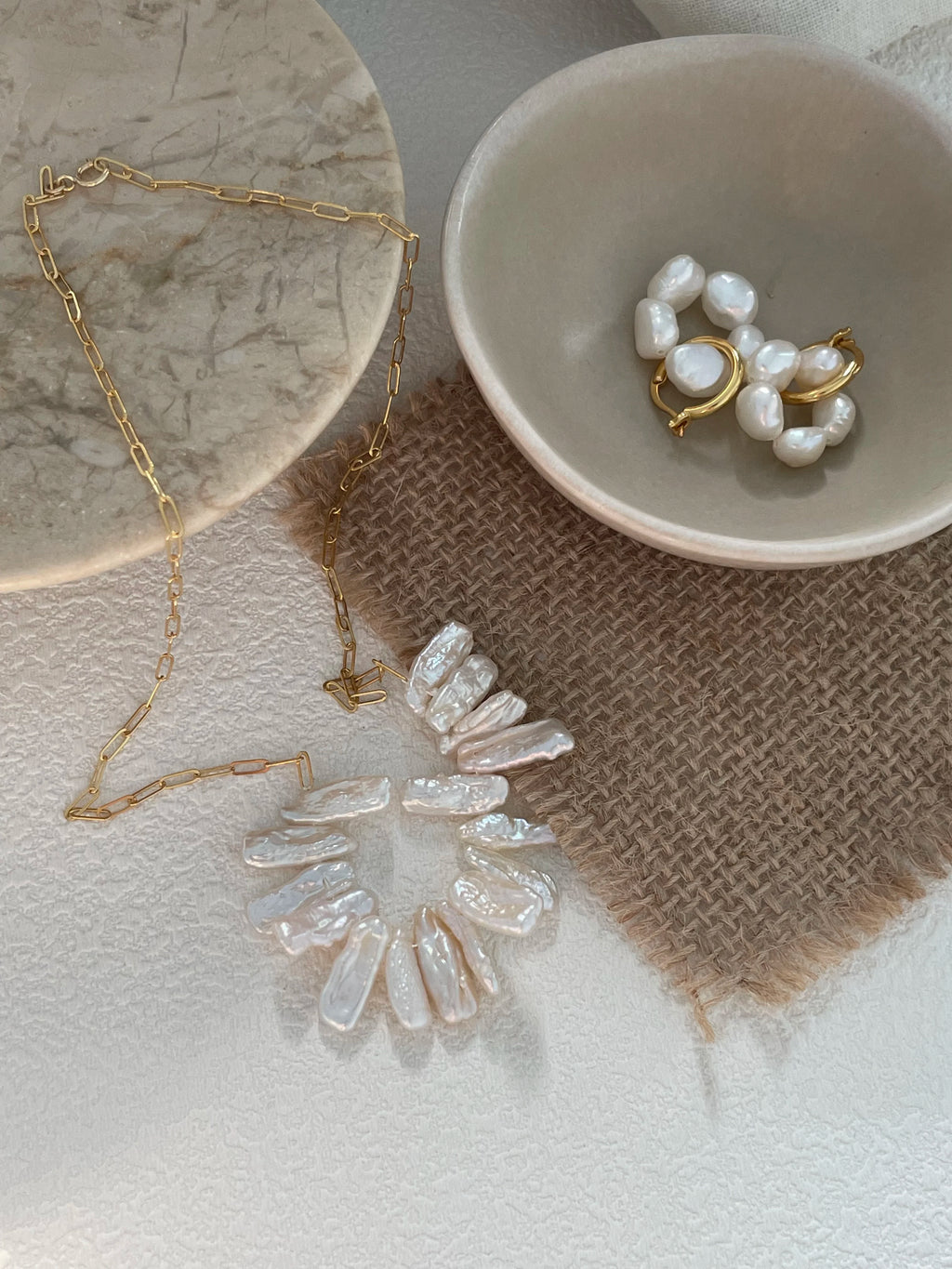 Sunflower Petal Shards Baroque Pearl Necklace
