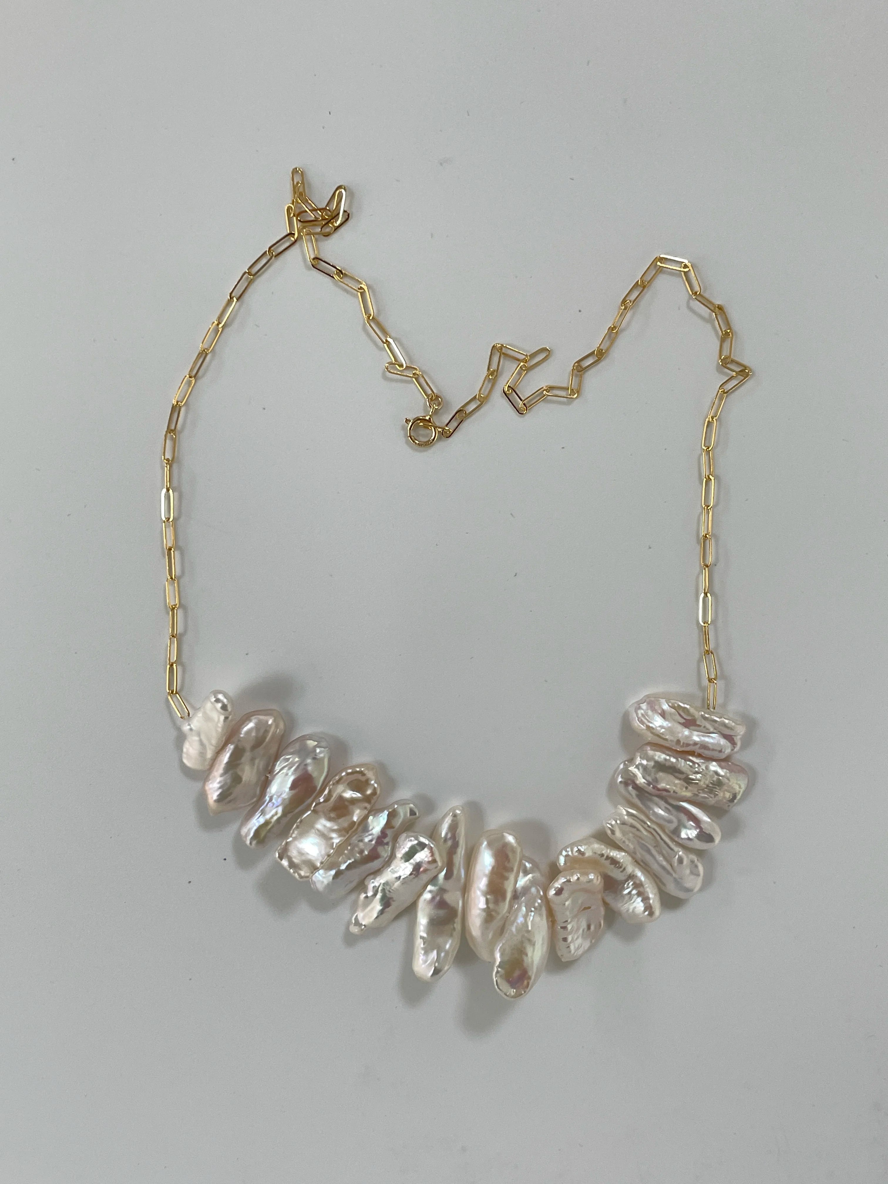 Sunflower Petal Shards Baroque Pearl Necklace