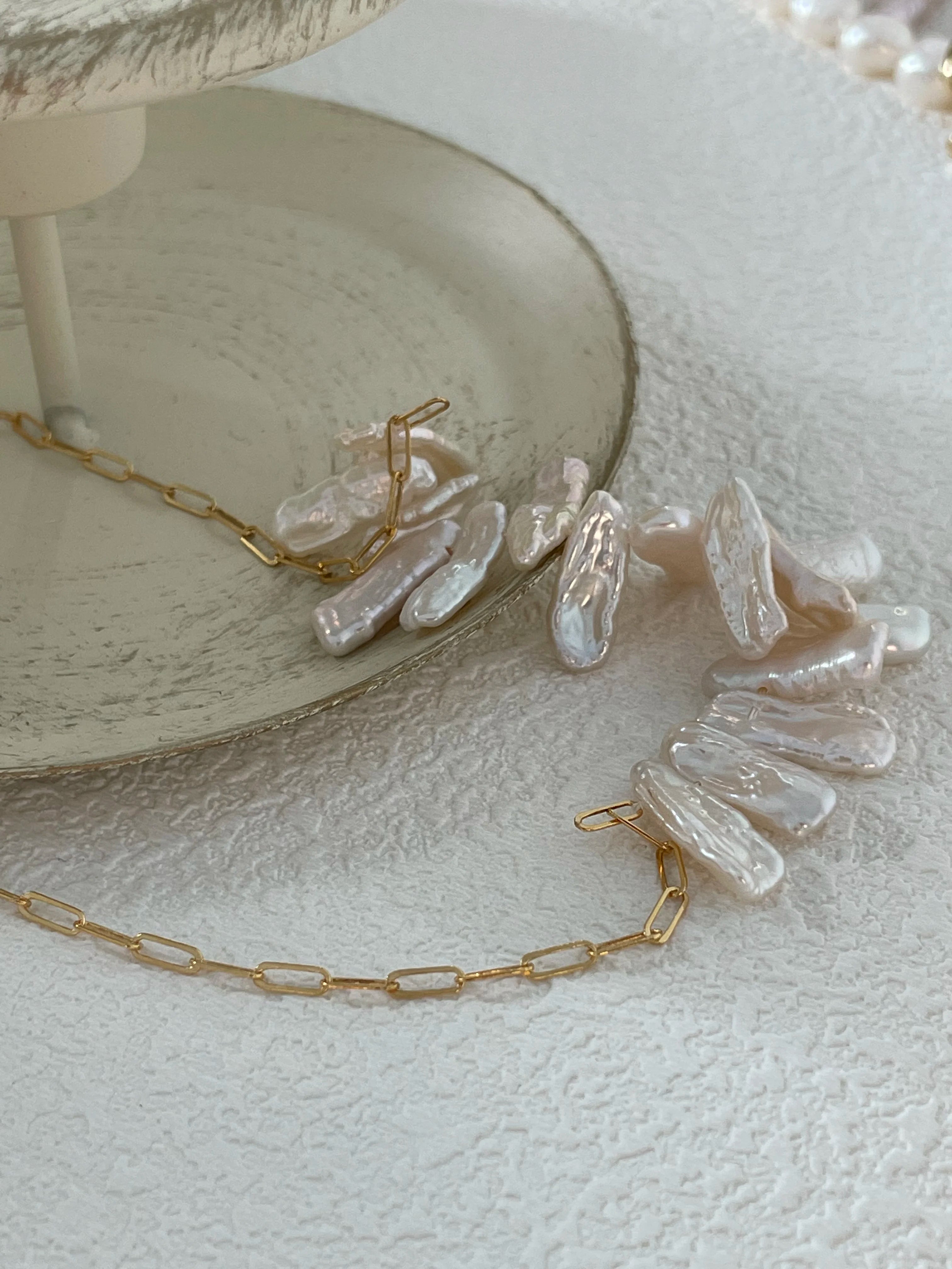 Sunflower Petal Shards Baroque Pearl Necklace